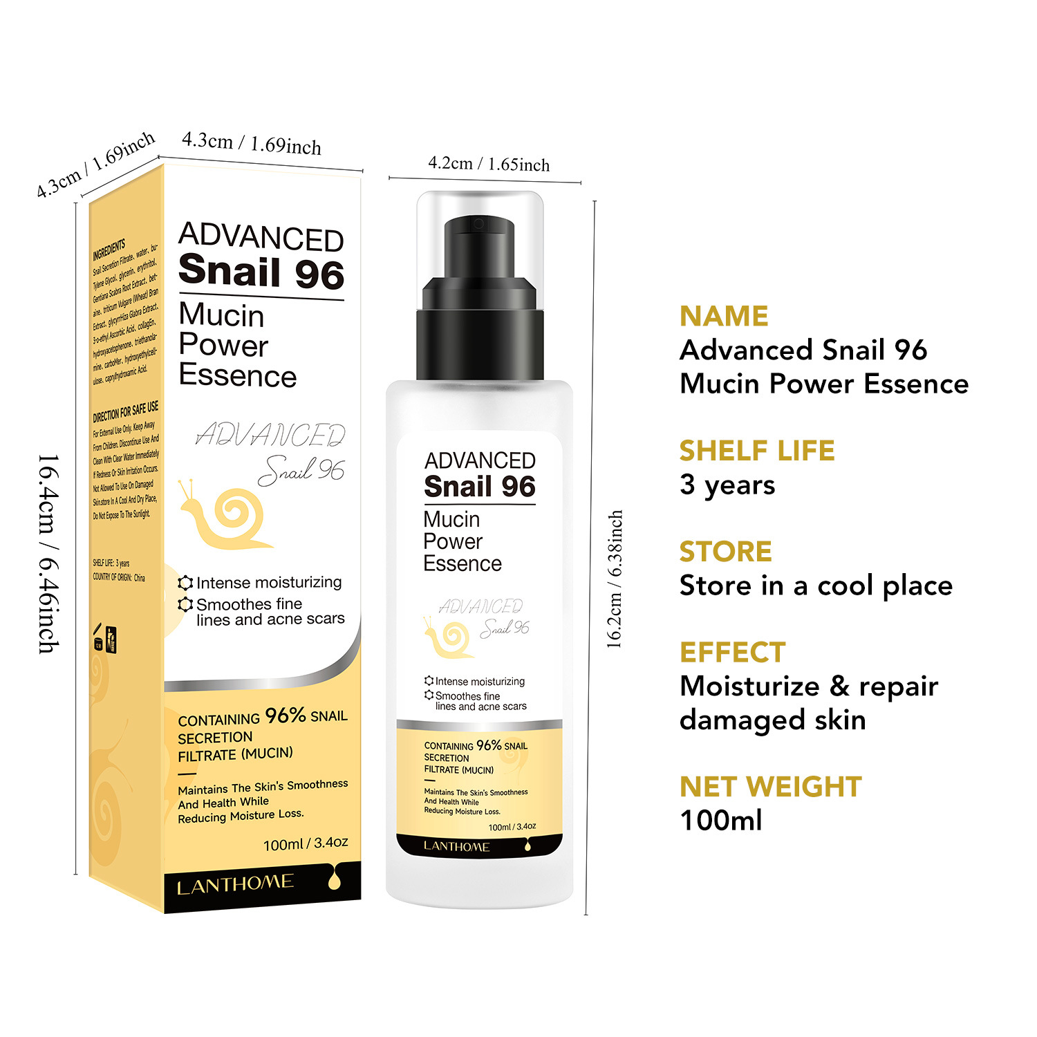 Snail Serum Moisturizing Nourishing Smoothing For Dry Damaged Skin Daily Face And Body Care Treatment 100ml