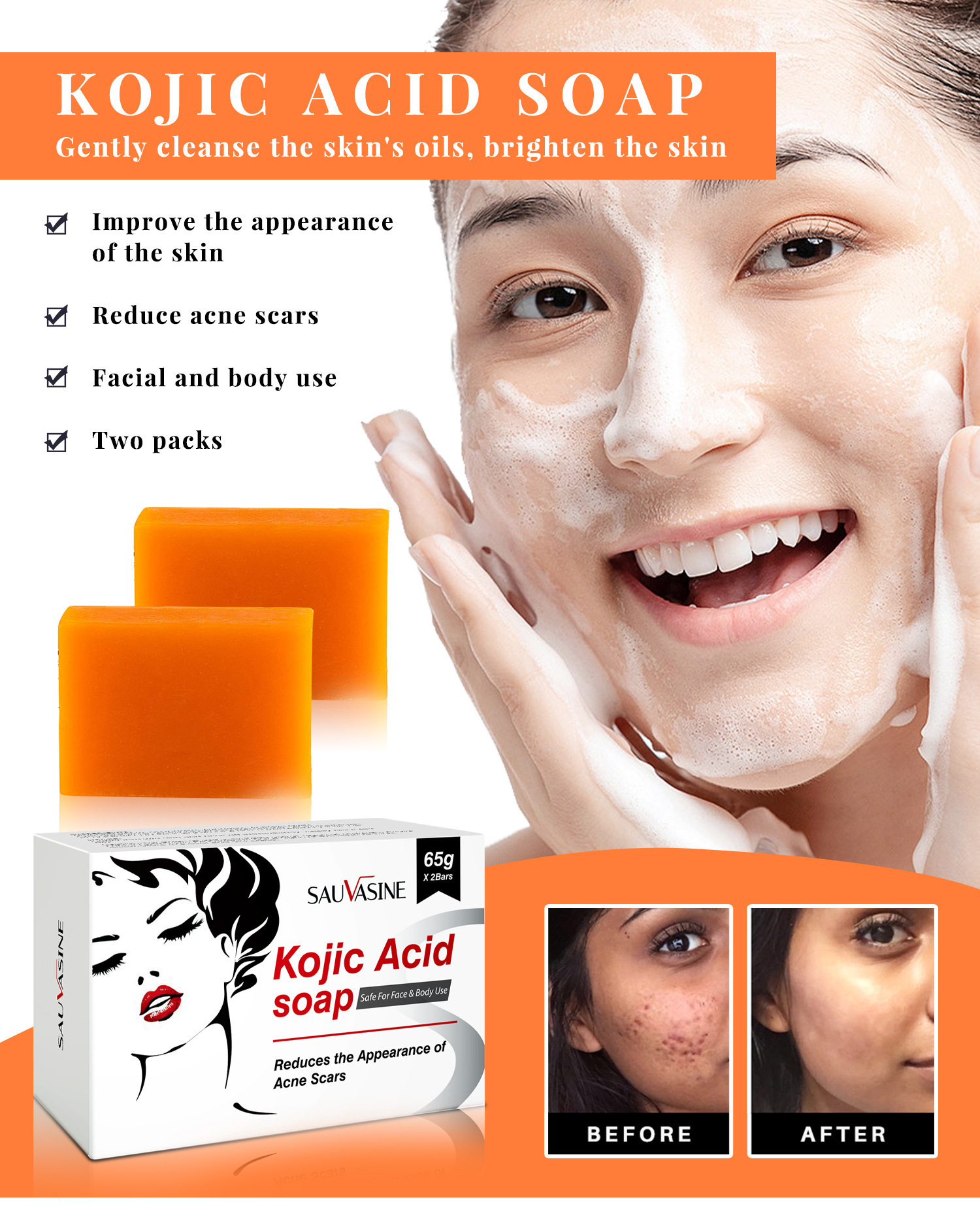 Kojic Acid Soap Skin Brightening Deep Cleansing Exfoliating Moisturizing For Face Body Daily Bath And Shower Bar