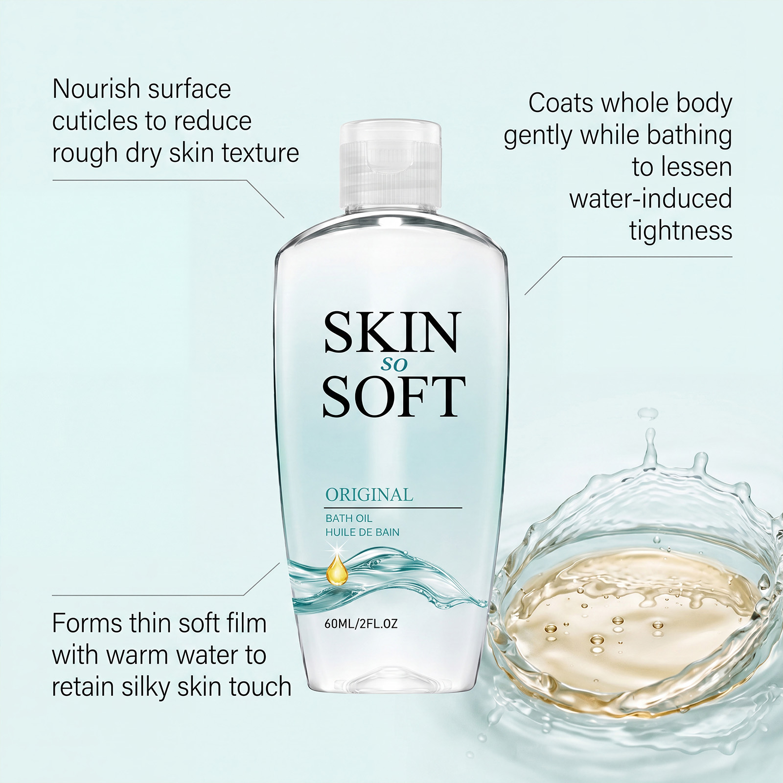 Soft Smooth Skin Bath Oil Mild Clean Body Skin Refreshing Hydrating Comfortable Non Tight Aromatic Bath Liquid