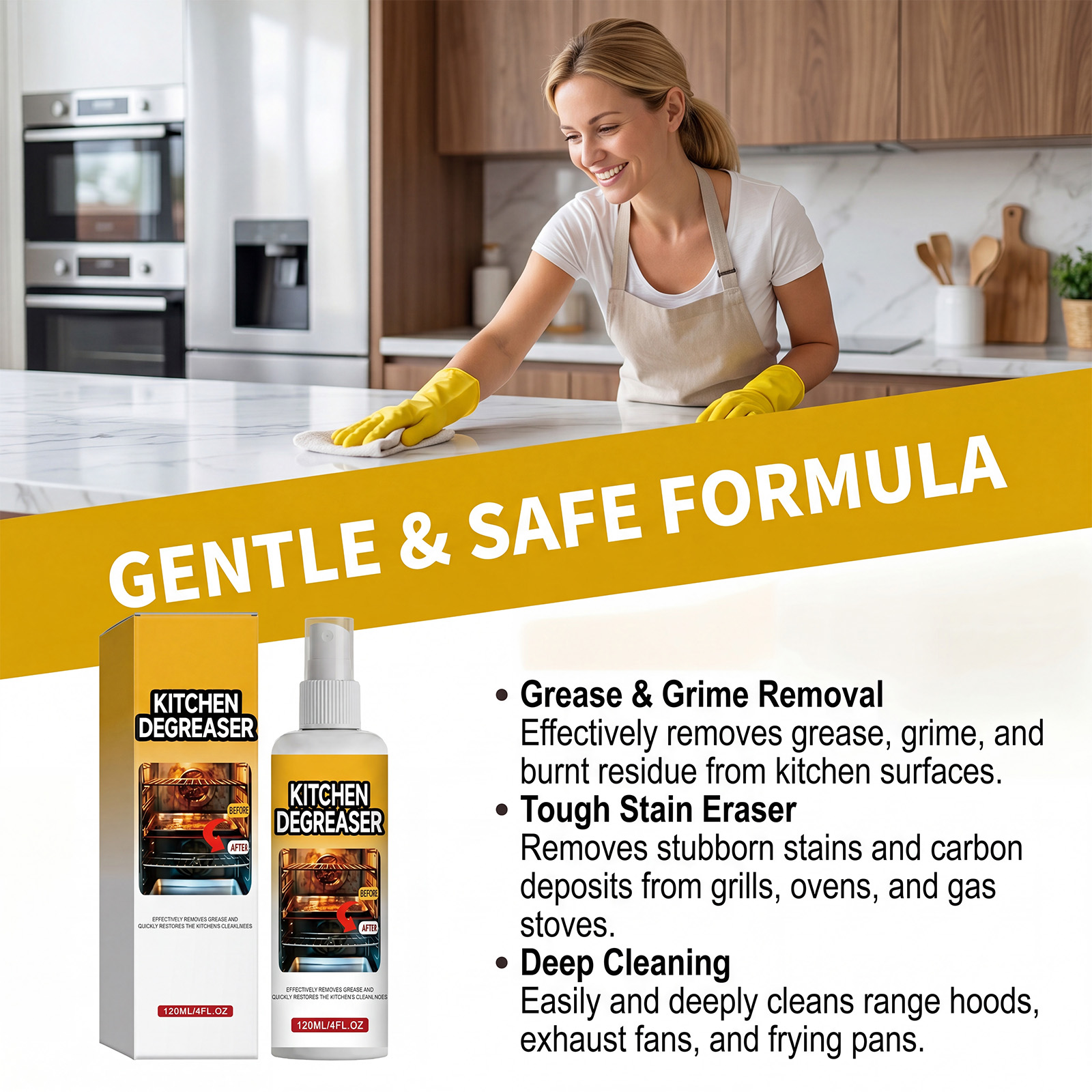 Kitchen Grease Cleaner Range Hood Stove Remove Stubborn Oil Dirt Bright Clean Household Detergent