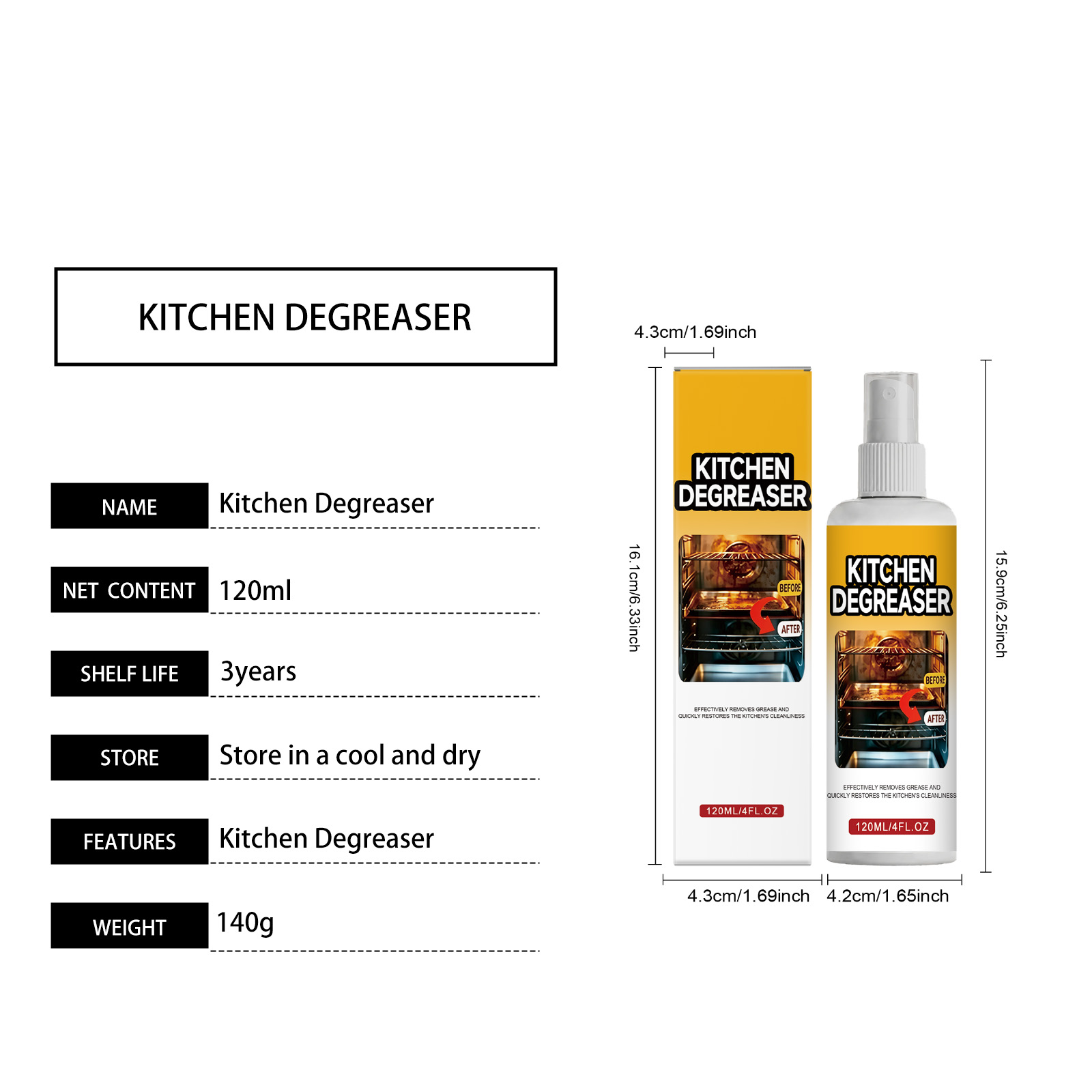 Kitchen Grease Cleaner Range Hood Stove Remove Stubborn Oil Dirt Bright Clean Household Detergent