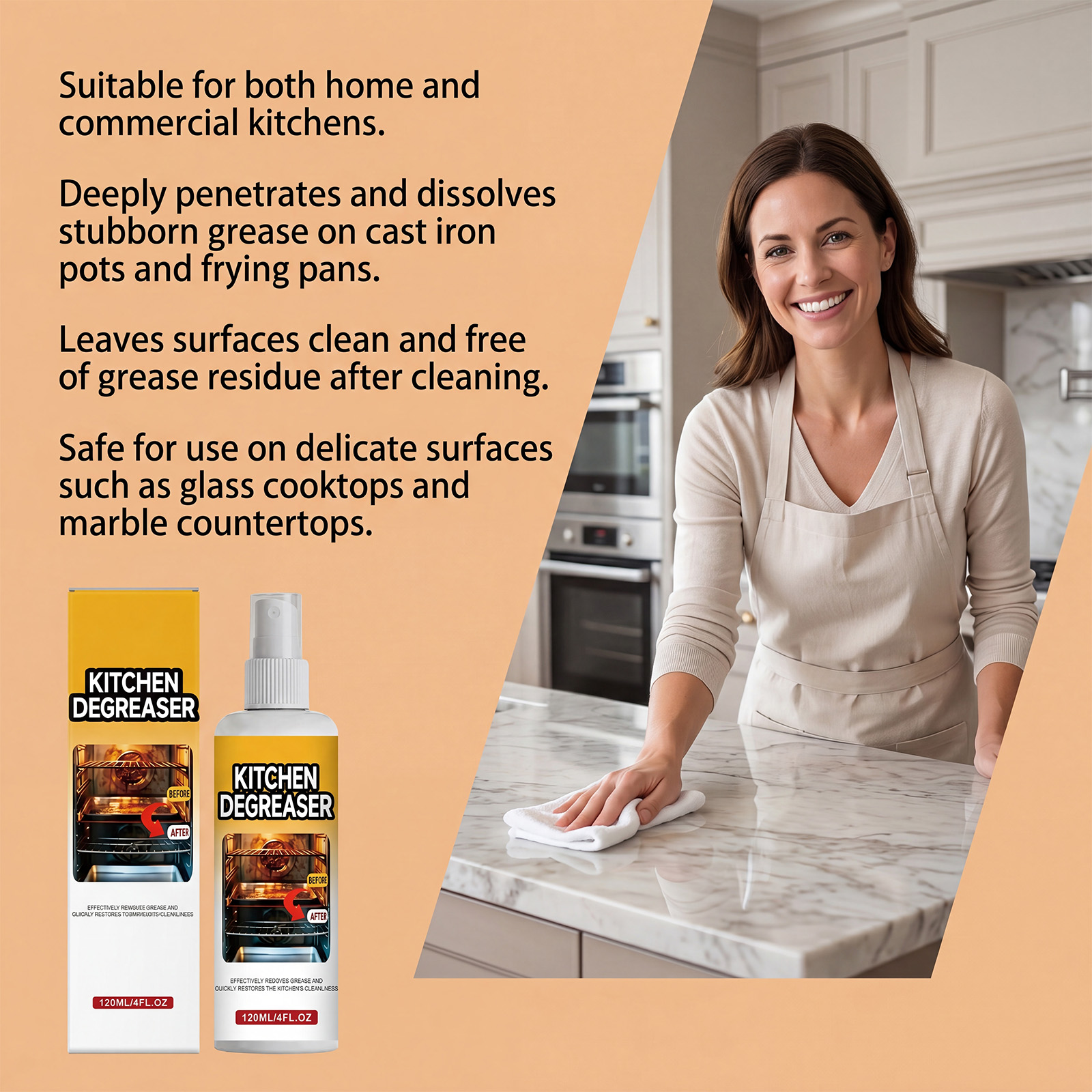 Kitchen Grease Cleaner Range Hood Stove Remove Stubborn Oil Dirt Bright Clean Household Detergent