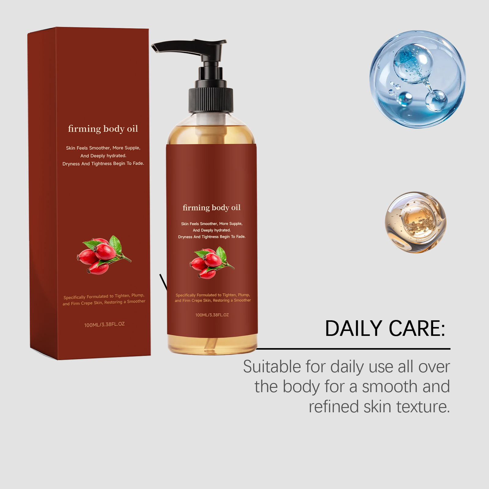 Firming Skin Body Oil Daily Full Body Care Suitable For Multiple Skin Types Light Smooth Elastic Moisturizing Body Oil