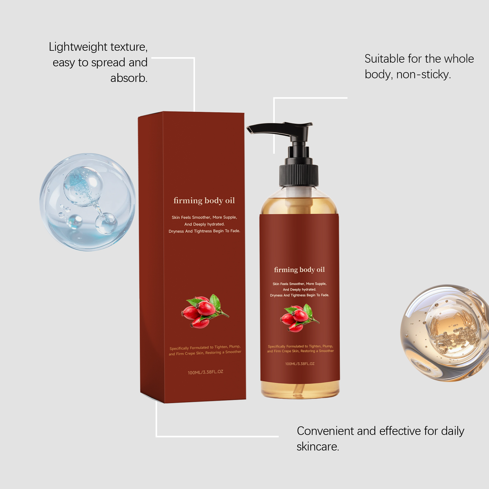 Firming Skin Body Oil Daily Full Body Care Suitable For Multiple Skin Types Light Smooth Elastic Moisturizing Body Oil