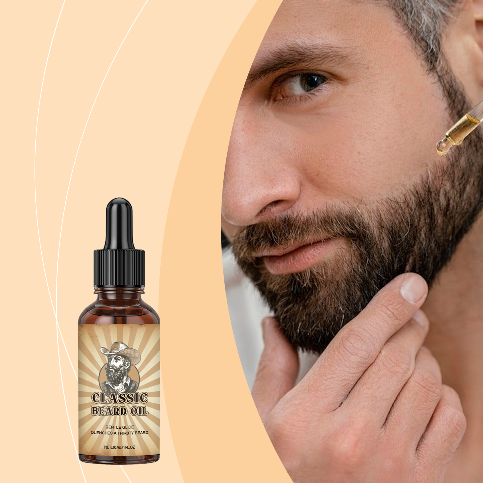Beard Care Essential Oil Mild Formula Refreshing Non Greasy Nourish Repair For Men Daily Facial Hair Moisturizing Care