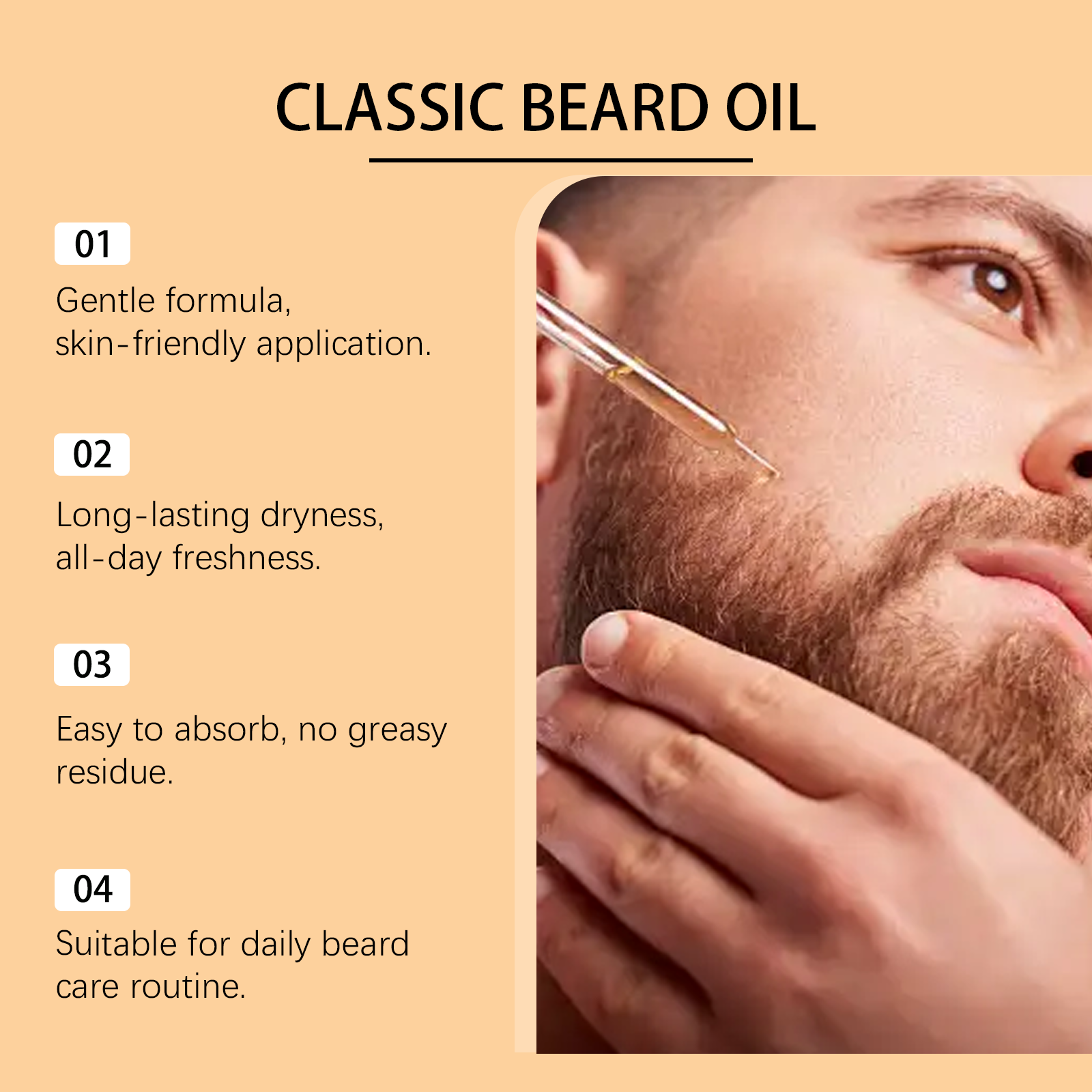 Beard Care Essential Oil Mild Formula Refreshing Non Greasy Nourish Repair For Men Daily Facial Hair Moisturizing Care