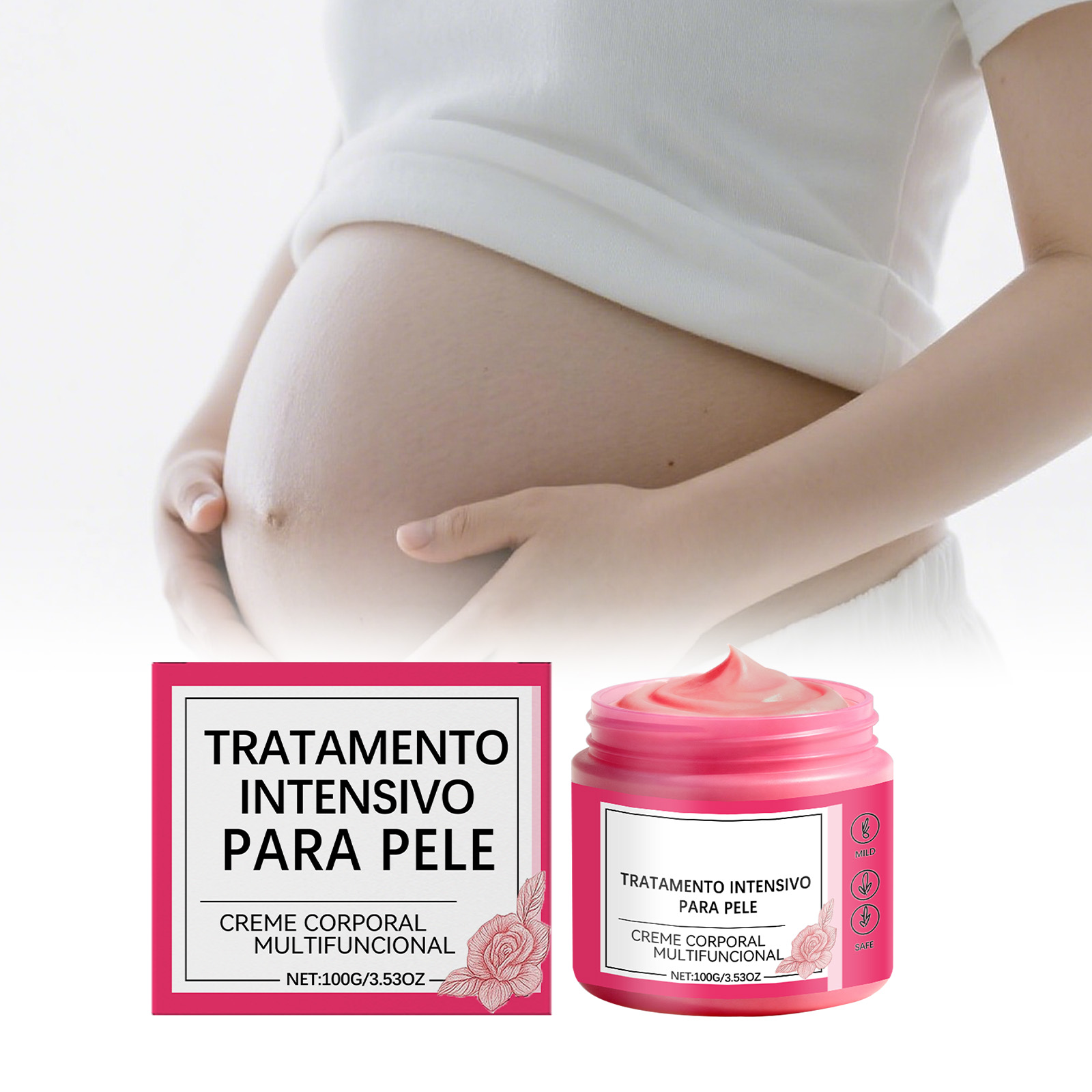 Rose Skin Care Cream For Pregnant Nourish Skin Elastic Smooth Moisturize Daily Smear Massage Body Skin