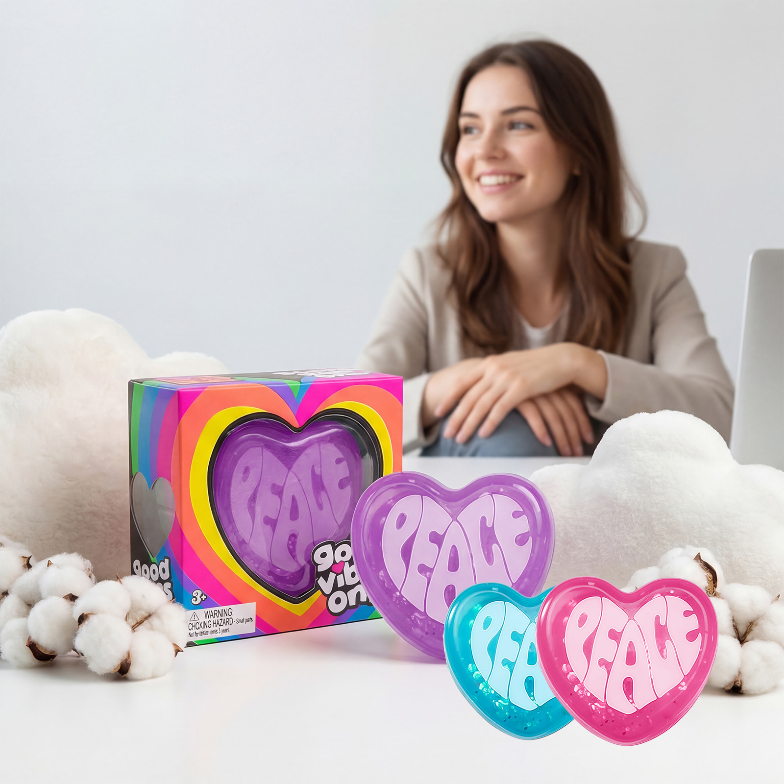 (Pink-Pink) Heart Squeeze Toy Pink Heart Shaped Soft Slow Rebound Fun Portable Daily Stress Relief Play Item
