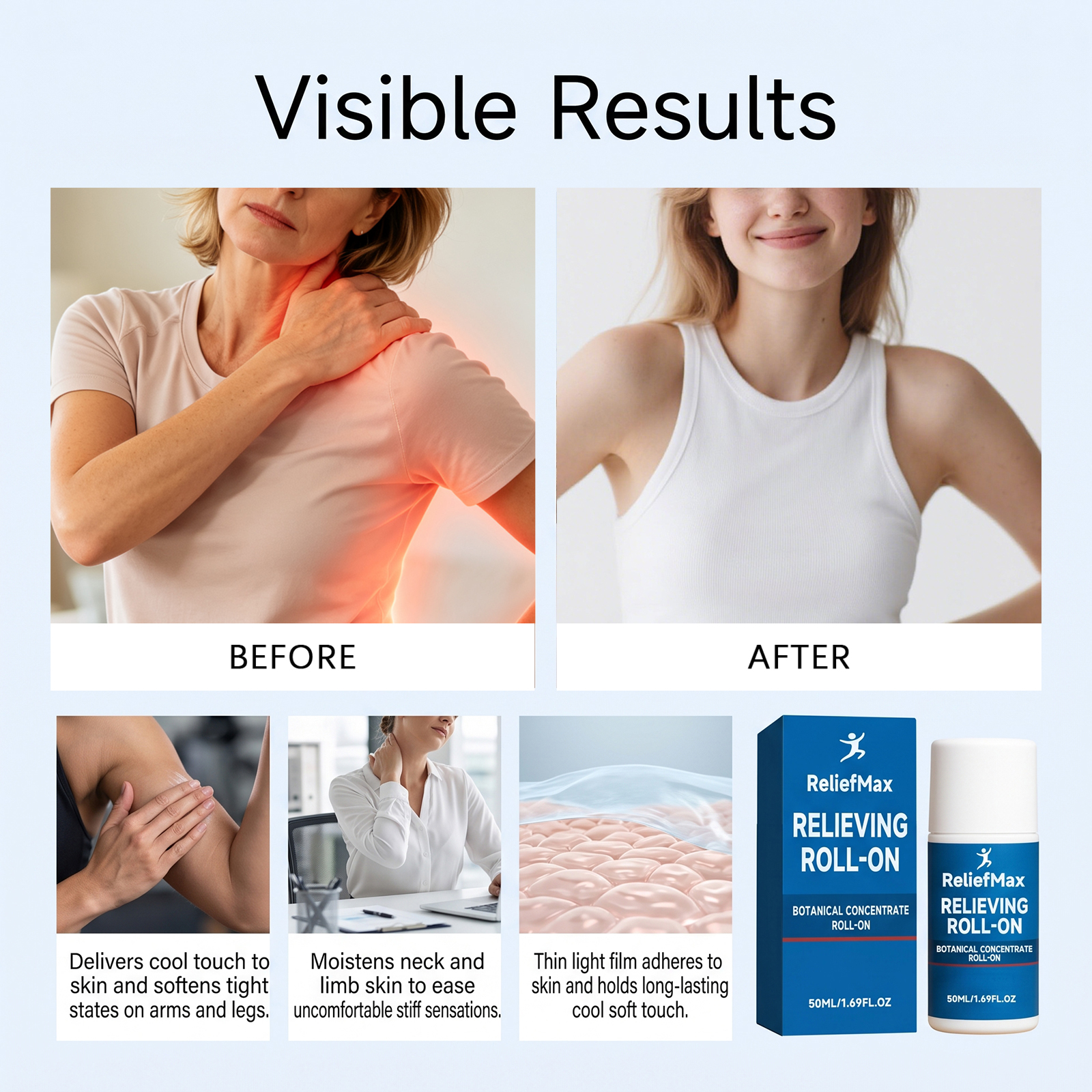 Muscle Relief Roller Ball Soothe Tight Soreness Stiff Joint Ease Daily Body Care