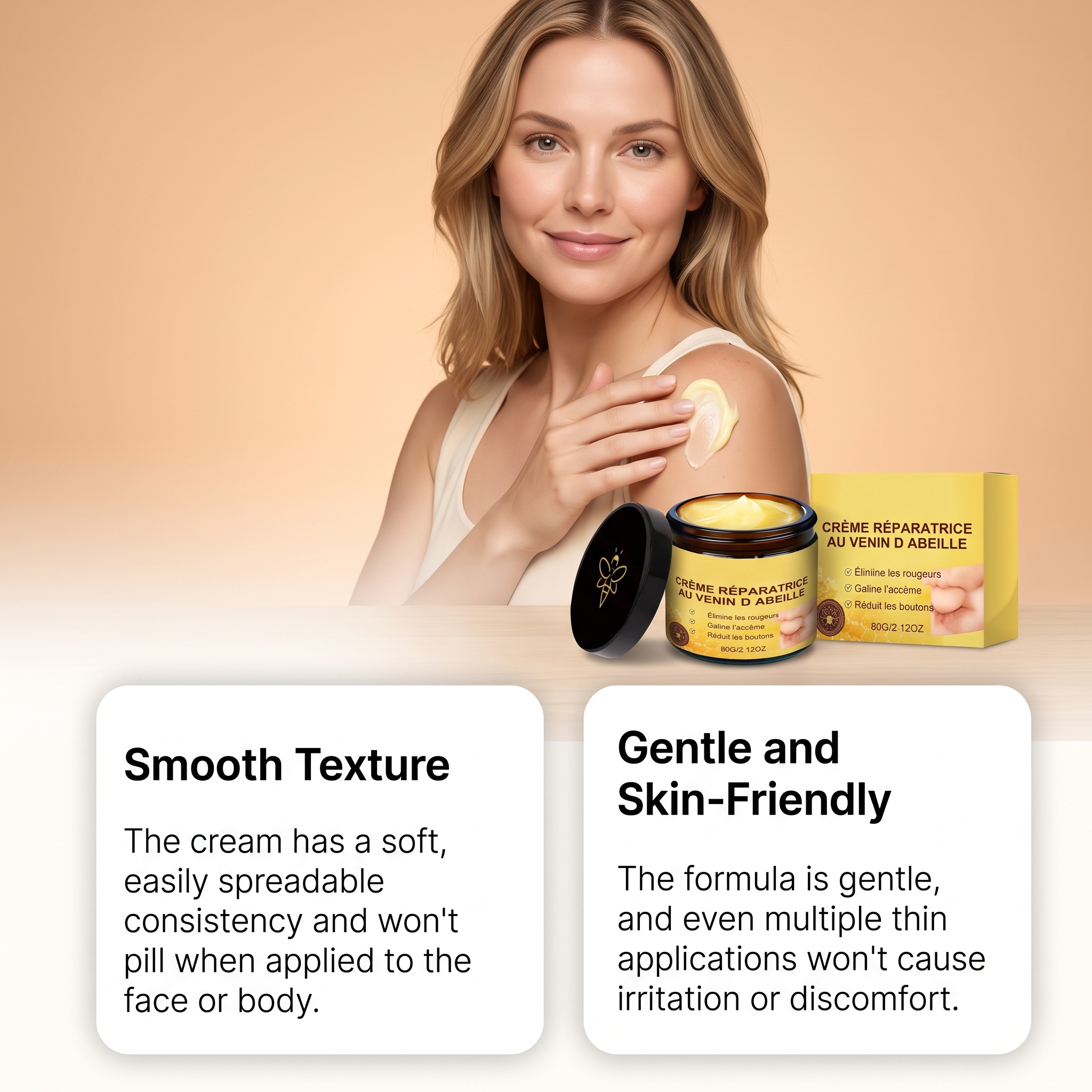 Bee Venom Care Cream Gentle Nourish Delicate Body Skin Hydrate Moisturize Non Sticky Daily Moist Care Lotion