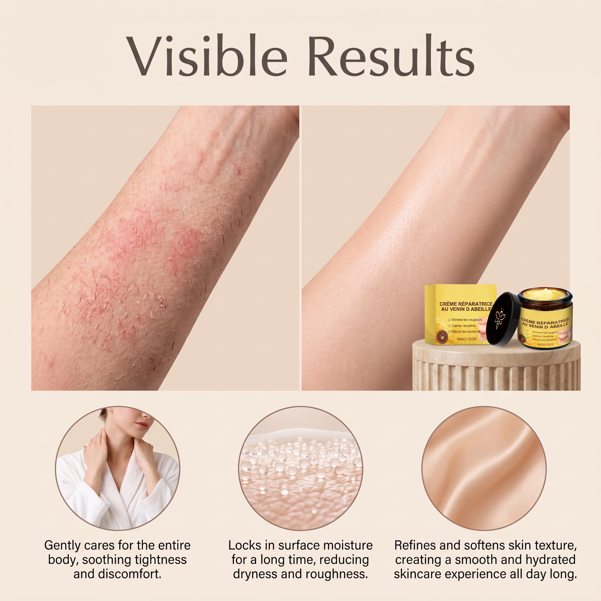 Bee Venom Care Cream Gentle Nourish Delicate Body Skin Hydrate Moisturize Non Sticky Daily Moist Care Lotion