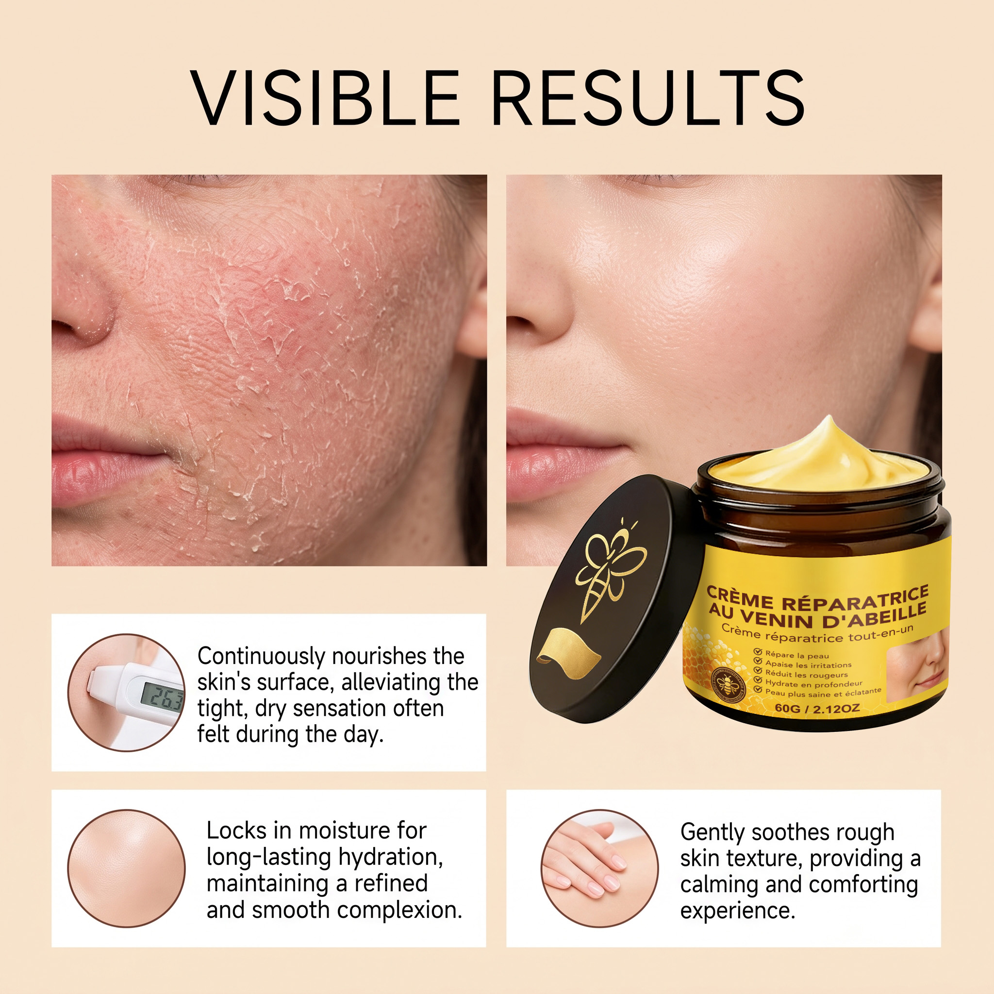 Bee Venom Care Cream Smooth Texture Gentle Skin Care Soft Delicate Easily Absorbed Non Sticky Lotion