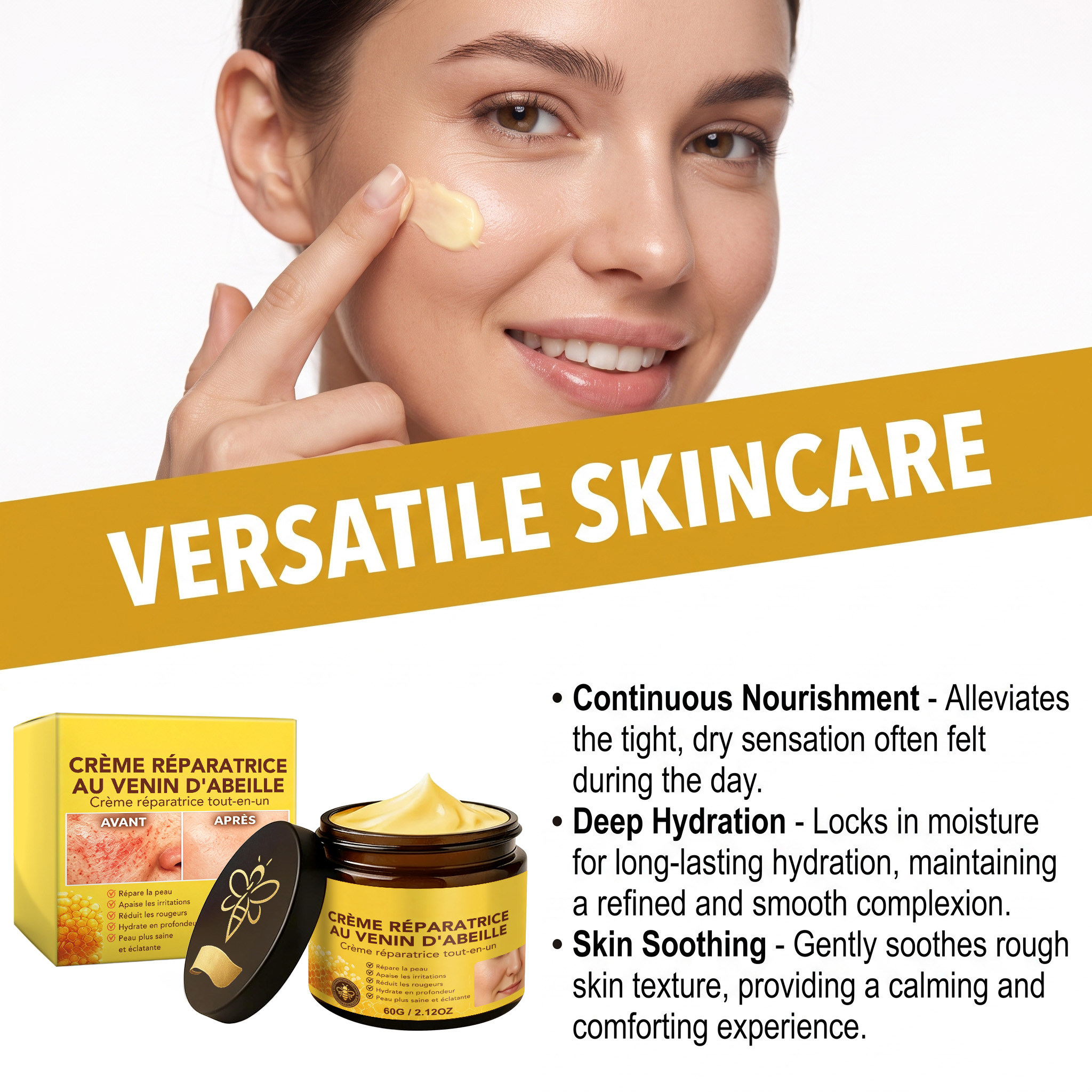 Bee Venom Care Cream Smooth Texture Gentle Skin Care Soft Delicate Easily Absorbed Non Sticky Lotion