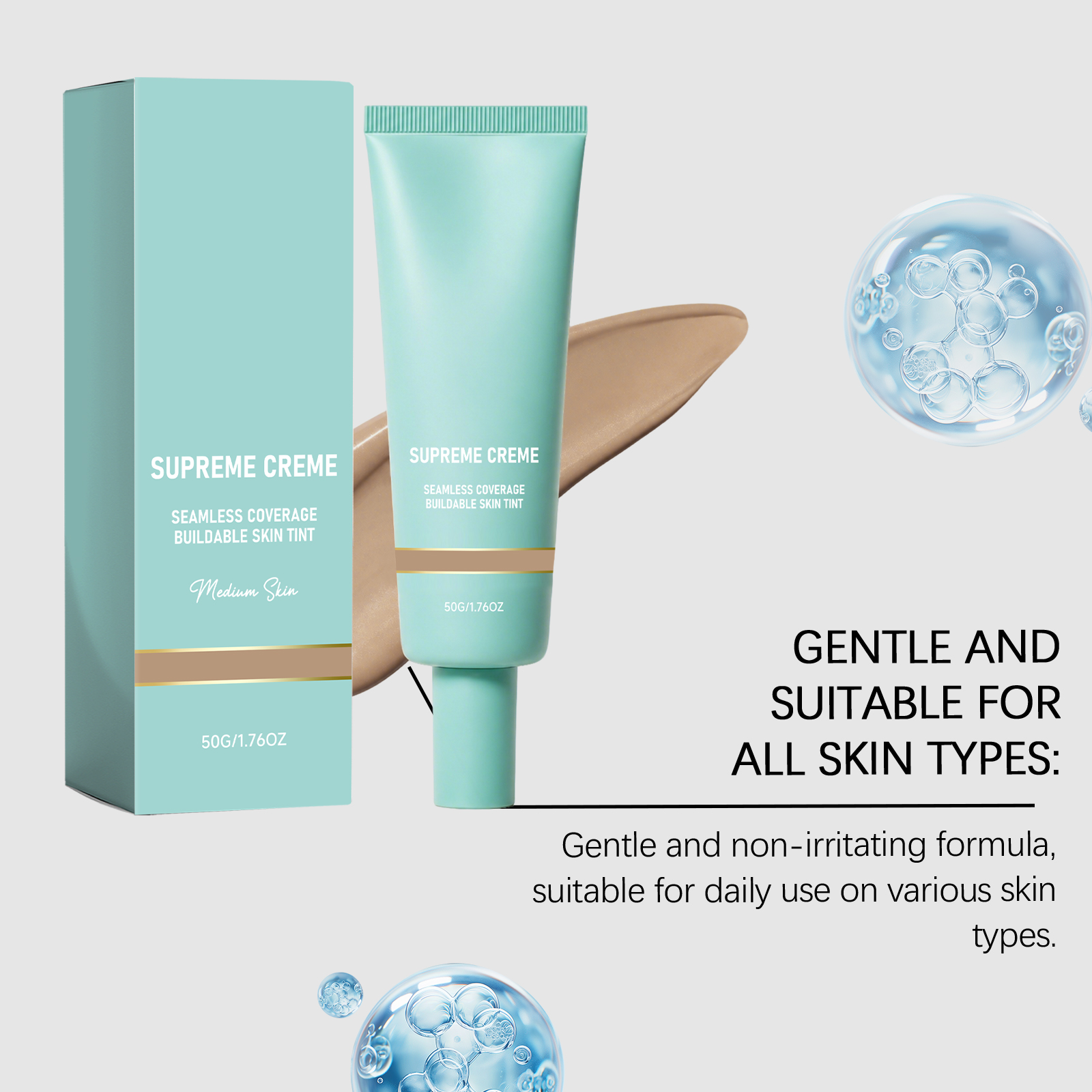 (Natural) Concealing Hydrating Foundation Delicate Sheer Moisturizing Natural Fitting Spreadable Soft Facial Cosmetic Base Makeup