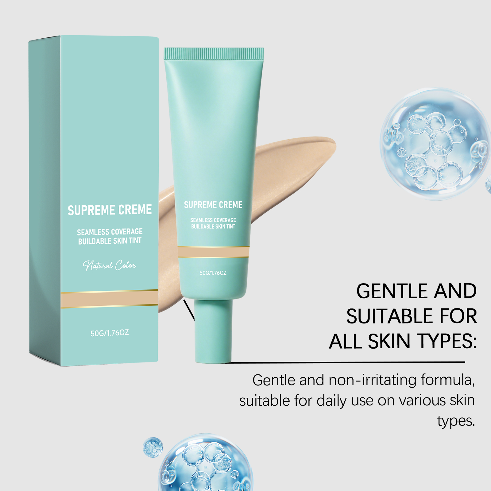(Natural) Concealing Hydrating Foundation Delicate Sheer Moisturizing Natural Fitting Spreadable Soft Facial Cosmetic Base Makeup