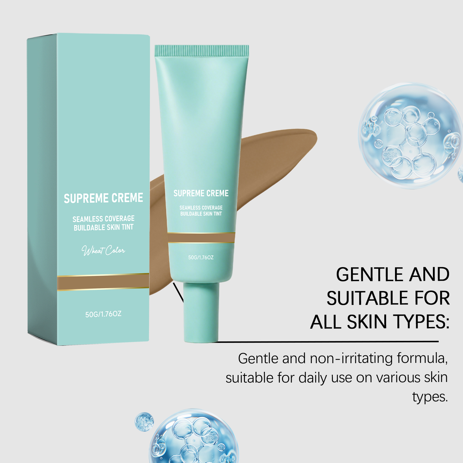 (Natural) Concealing Hydrating Foundation Delicate Sheer Moisturizing Natural Fitting Spreadable Soft Facial Cosmetic Base Makeup