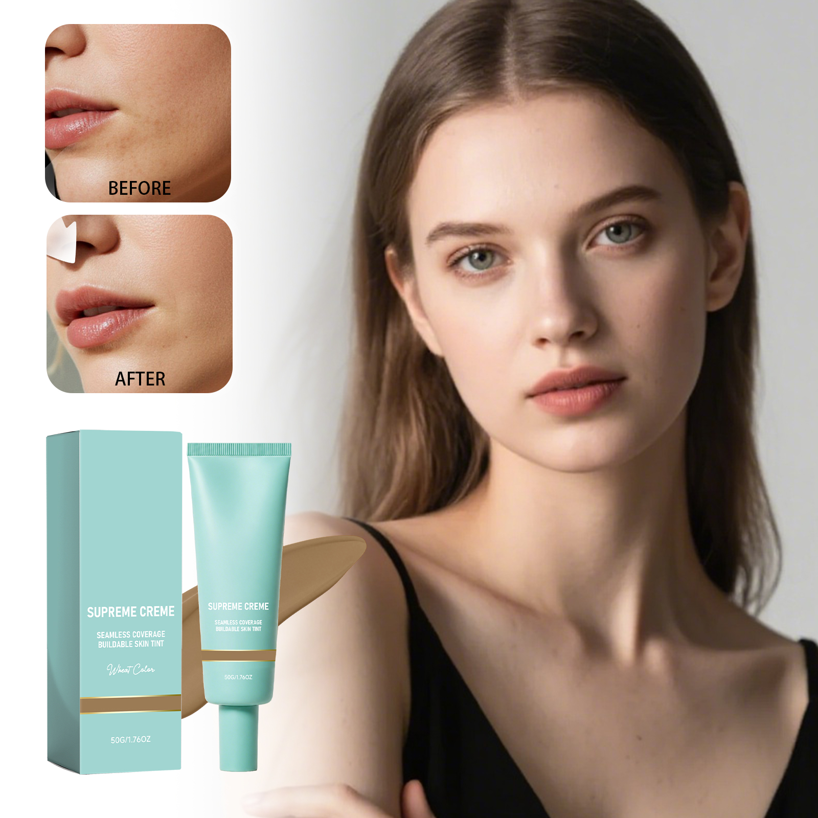 (Natural) Concealing Hydrating Foundation Delicate Sheer Moisturizing Natural Fitting Spreadable Soft Facial Cosmetic Base Makeup