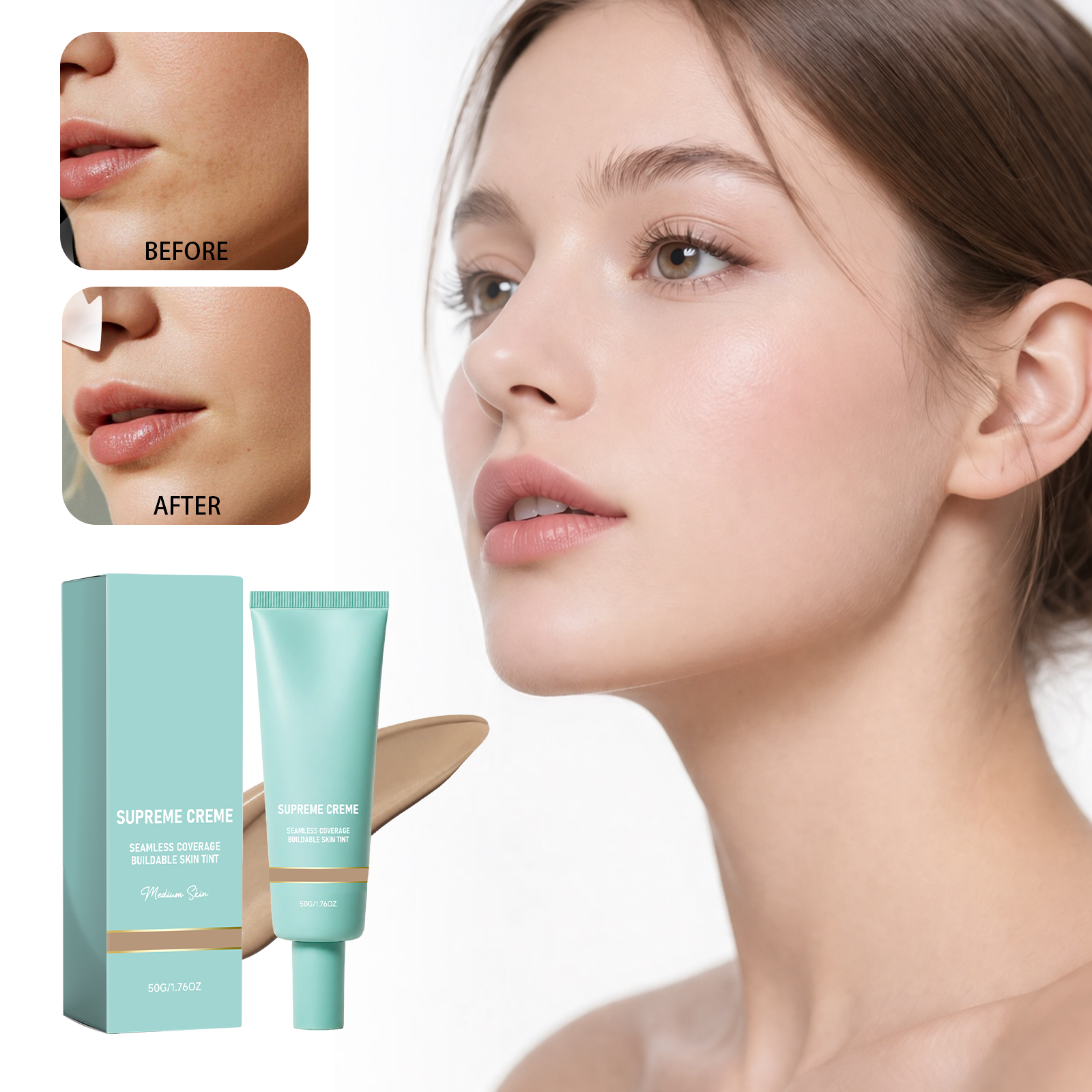 (Natural) Concealing Hydrating Foundation Delicate Sheer Moisturizing Natural Fitting Spreadable Soft Facial Cosmetic Base Makeup