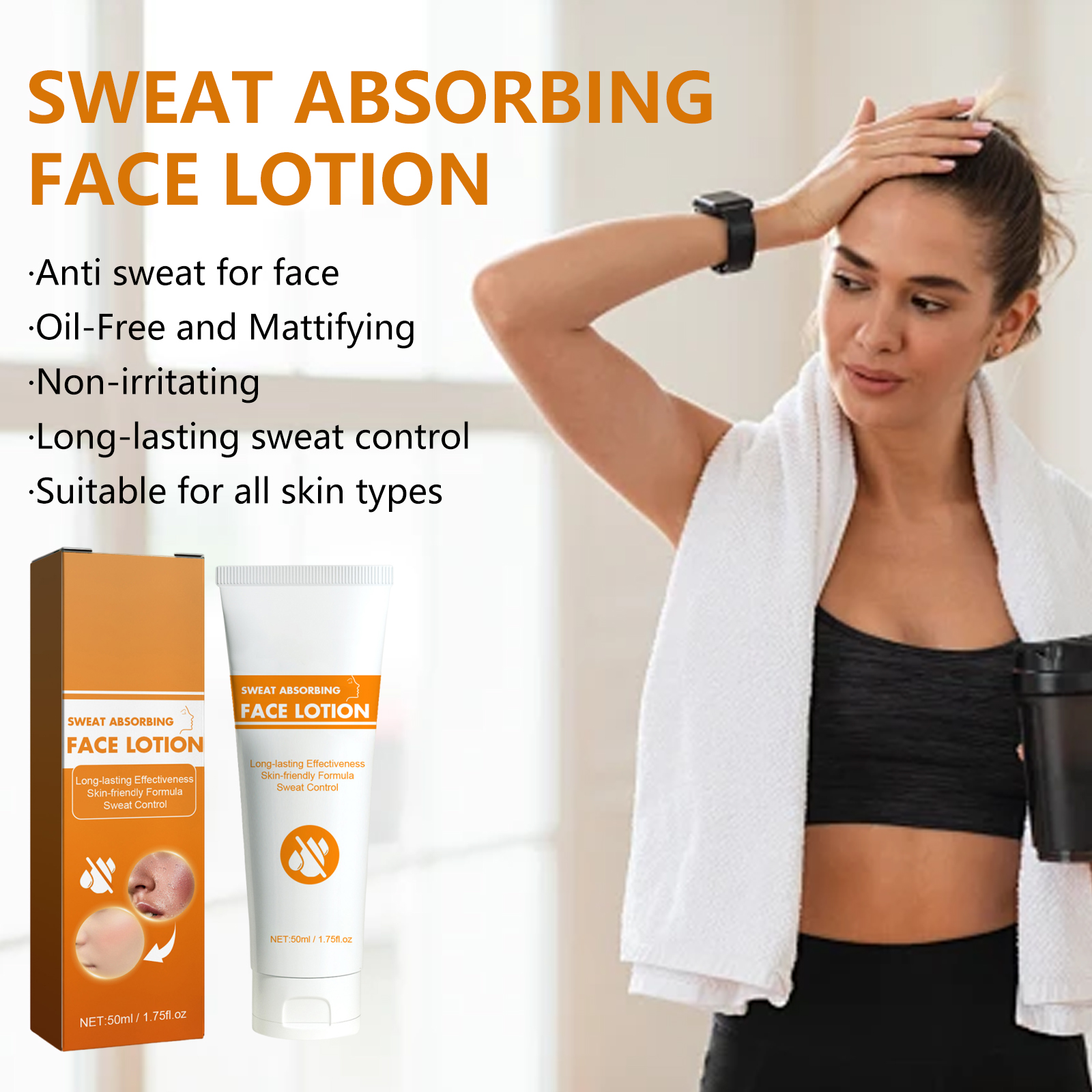 Facial Sweat Absorbing Lotion Gently Cleanses Facial Skin Refreshing Skin‑Friendly Long Lasting Oil Control Facial Antiperspirant Lotion