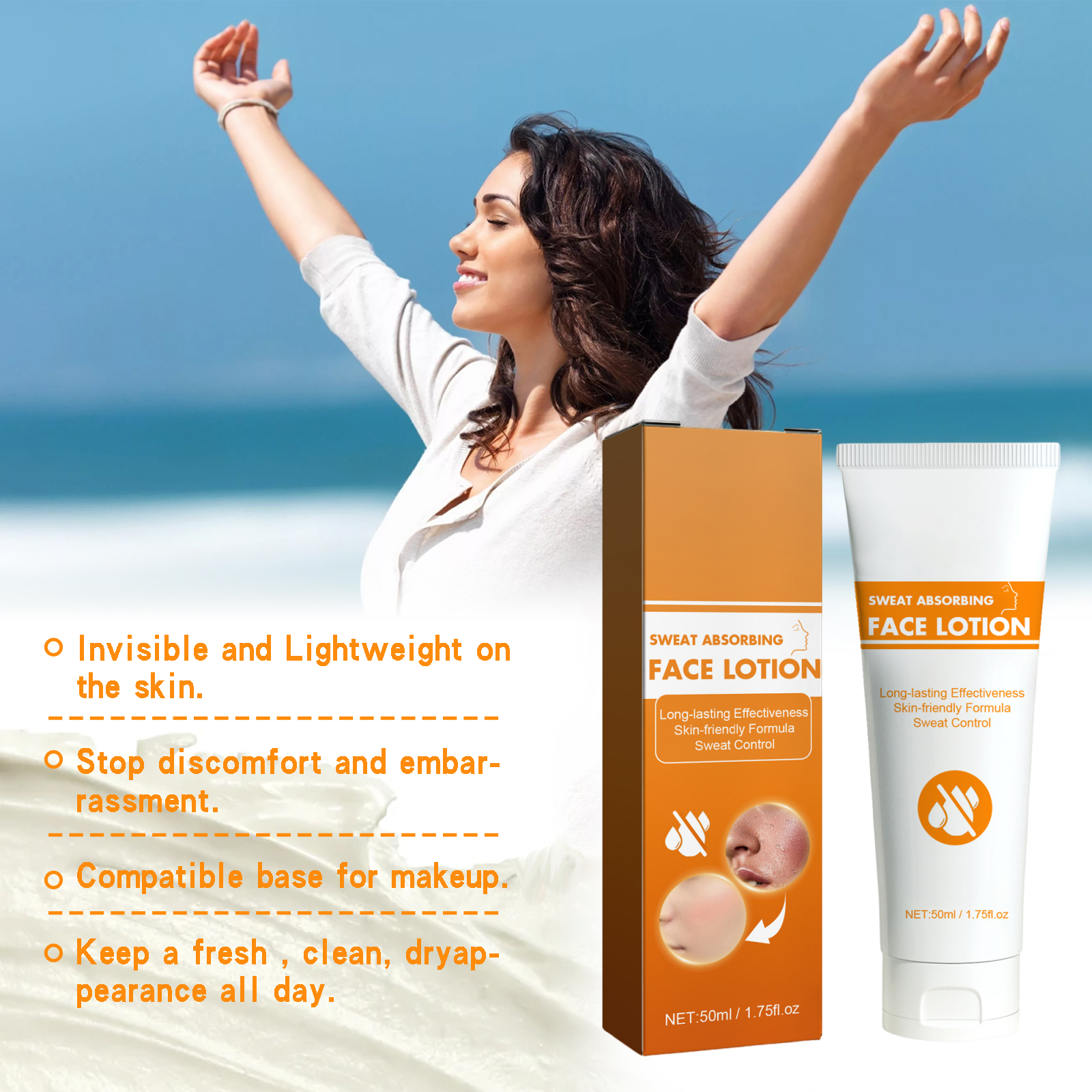 Facial Sweat Absorbing Lotion Gently Cleanses Facial Skin Refreshing Skin‑Friendly Long Lasting Oil Control Facial Antiperspirant Lotion