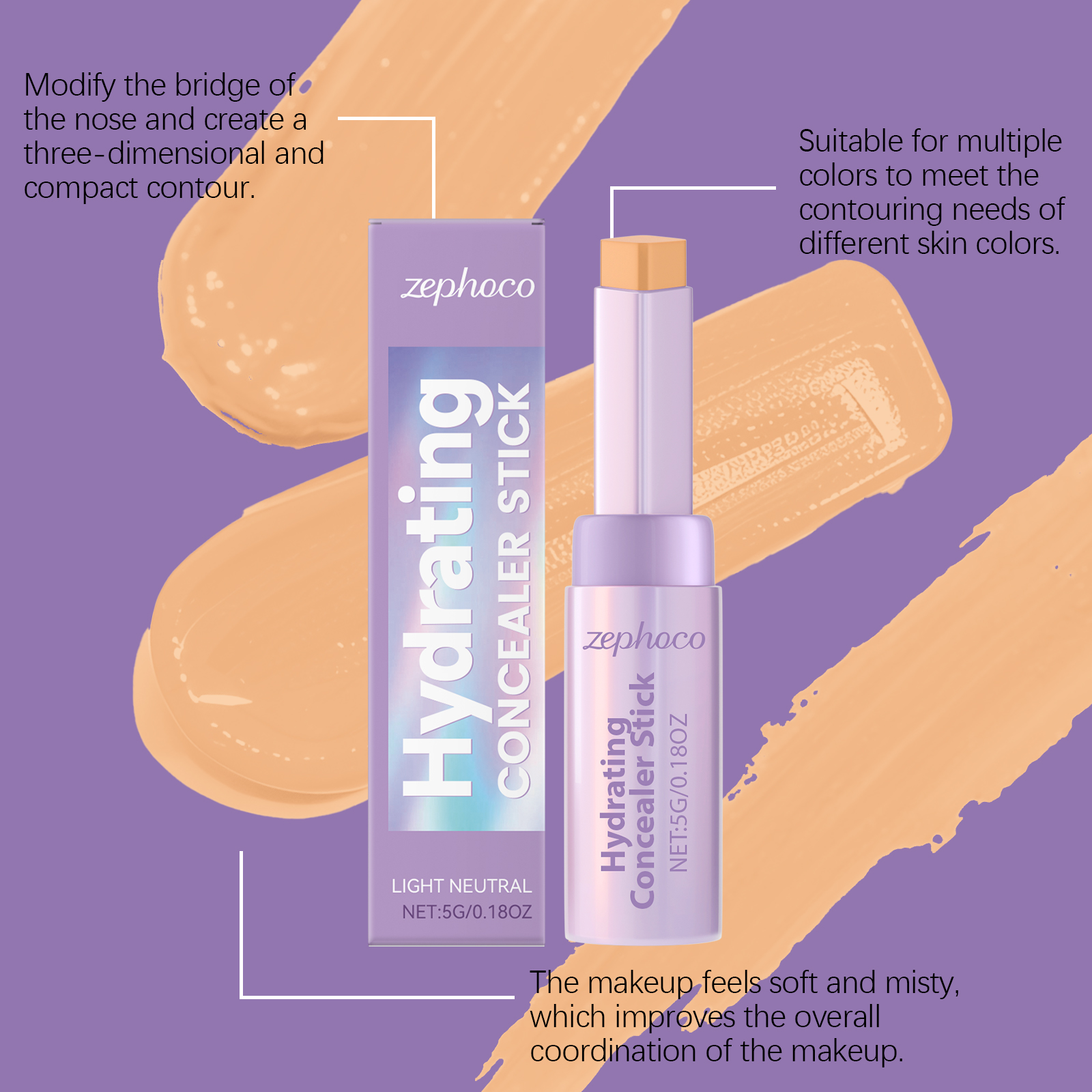 Contour Concealer Stick Natural Shade Daily Portable Face Smooth Nose Shadow Stereo Concealer Stick