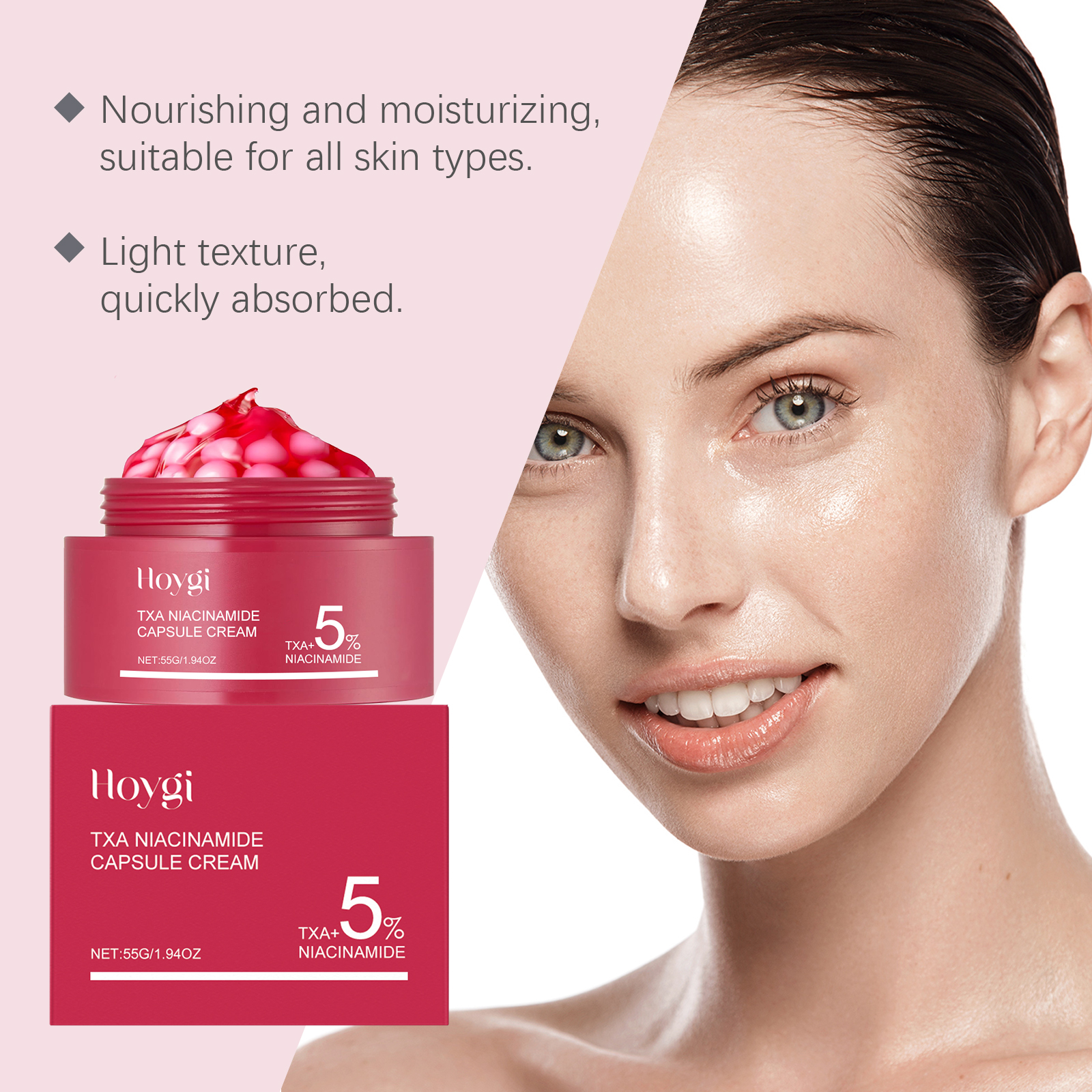 Nicotinamide Moisturizing Capsule Cream Gentle Skin Care Lock Water Refreshing Easy Absorb Nourish Hydrating Face Cream