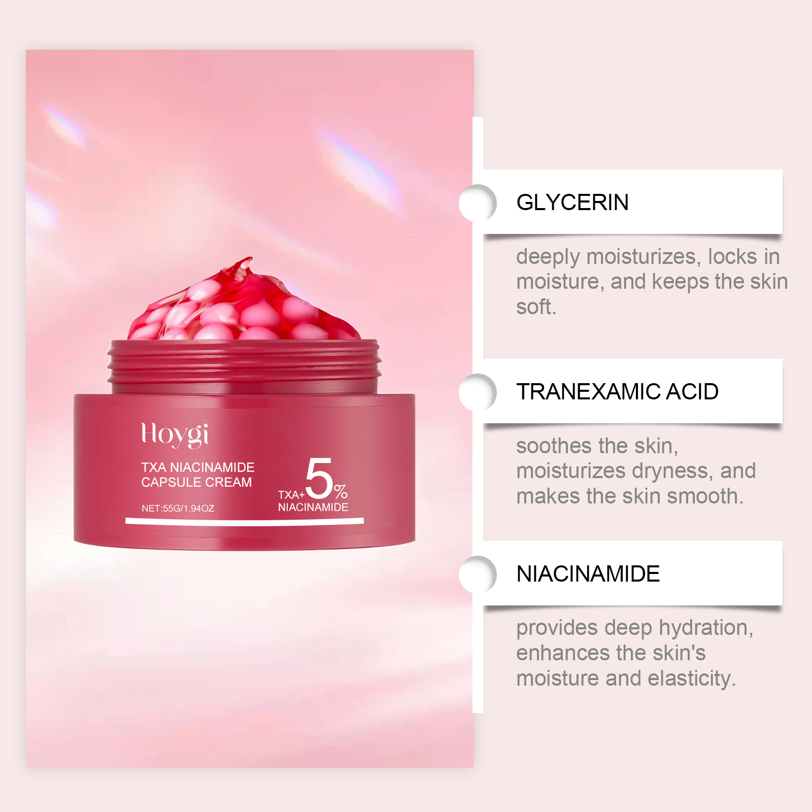 Nicotinamide Moisturizing Capsule Cream Gentle Skin Care Lock Water Refreshing Easy Absorb Nourish Hydrating Face Cream