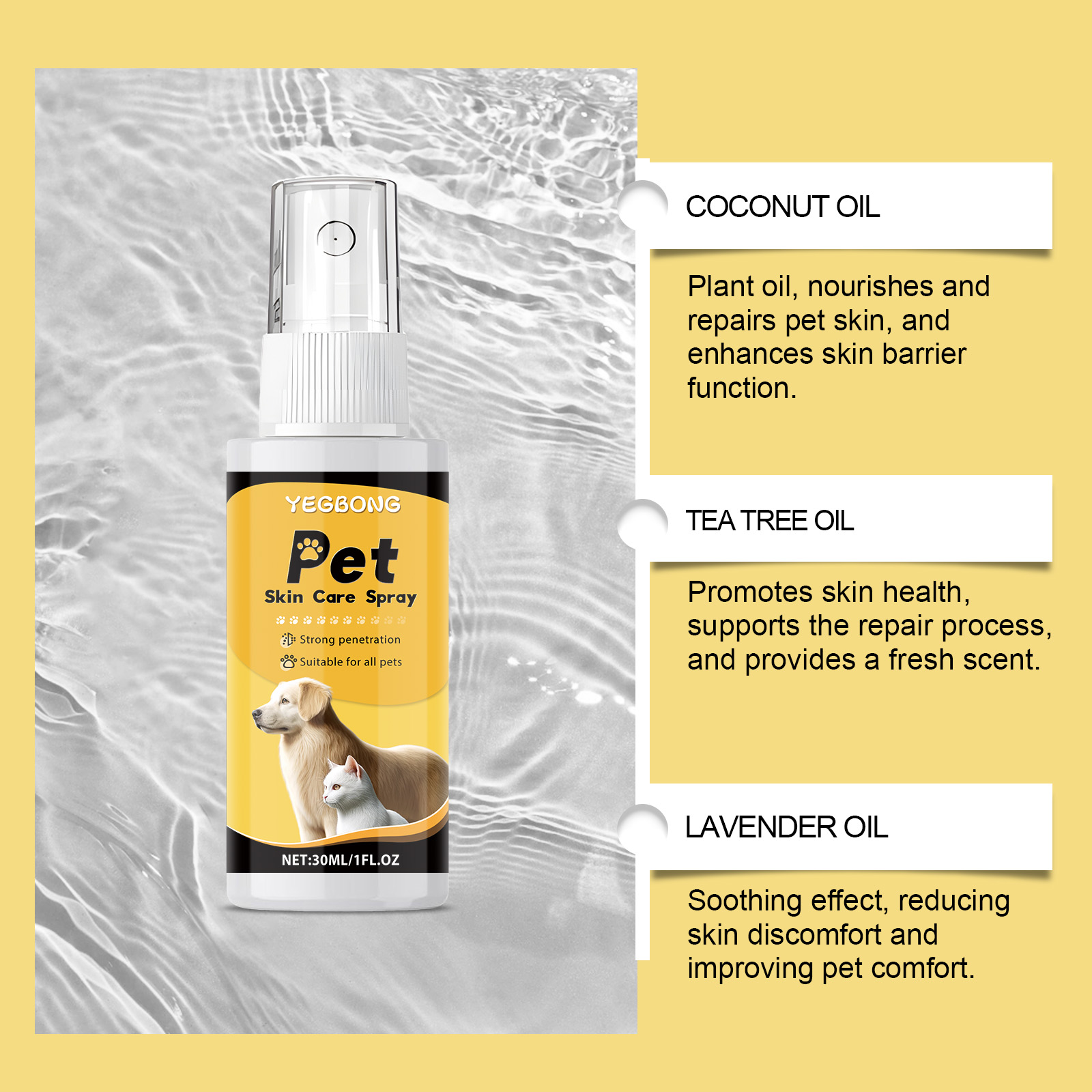 Pet Skin Care Spray Gentle Moisturizing Care For Cats And Dogs Skin Relief
