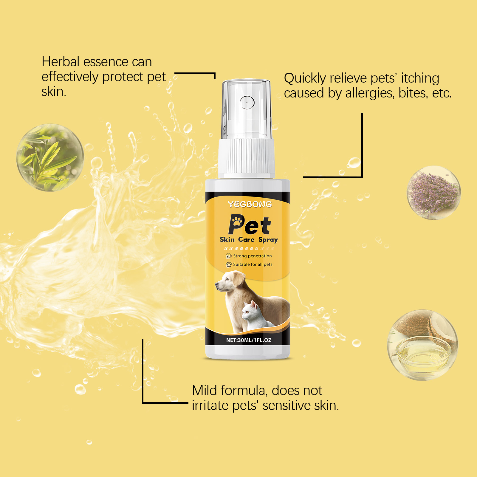 Pet Skin Care Spray Gentle Moisturizing Care For Cats And Dogs Skin Relief