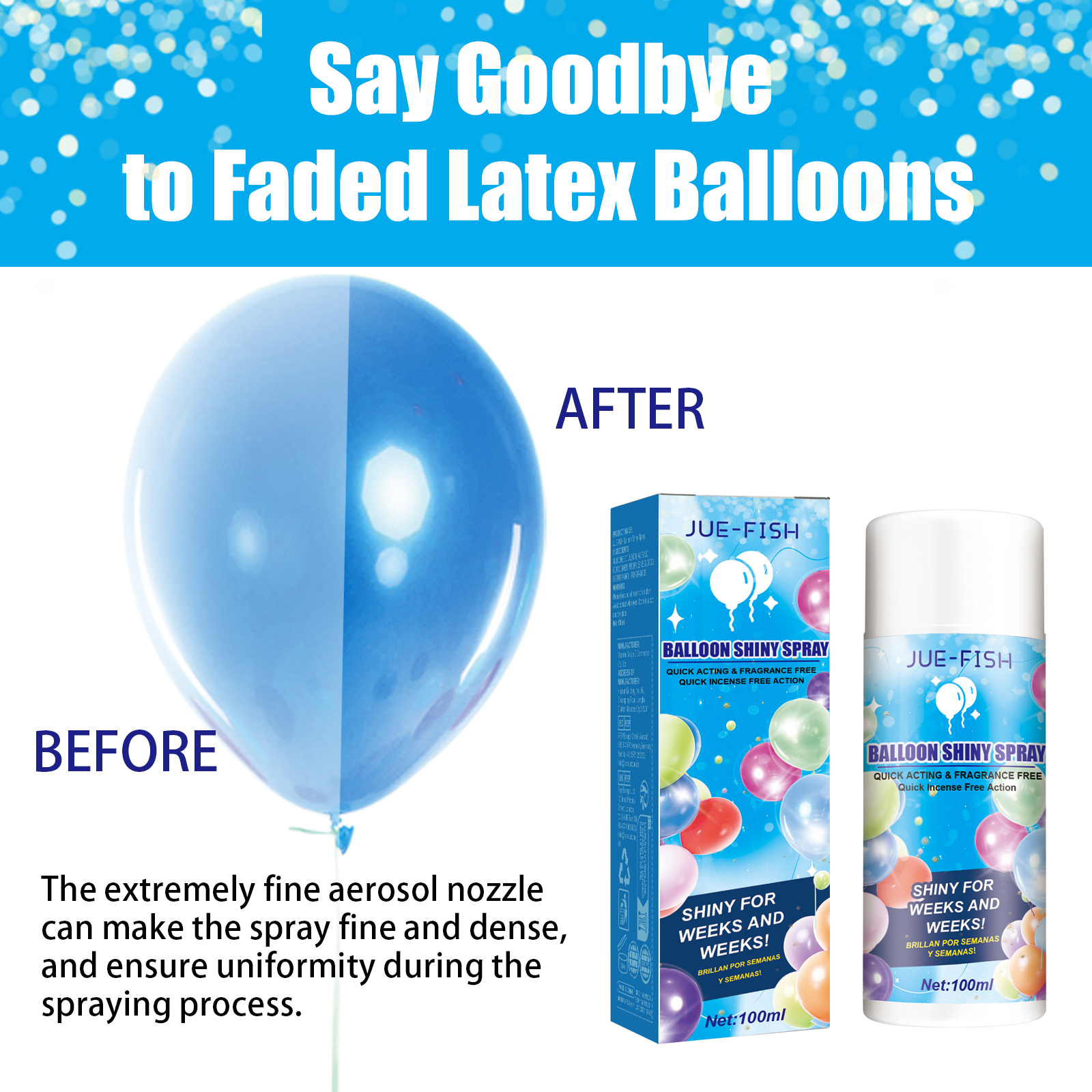 Balloon Shine Spray Silicone Emulsion Gloss Enhancer Anti Oxidation Fade Resistant Party Decoration 100ml