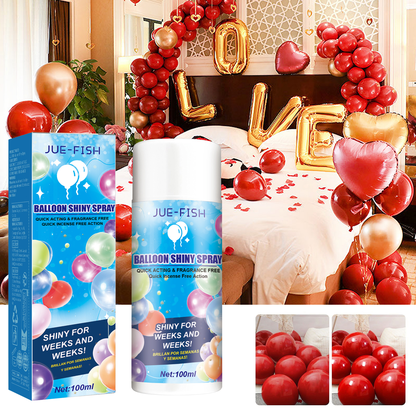 Balloon Shine Spray Silicone Emulsion Gloss Enhancer Anti Oxidation Fade Resistant Party Decoration 100ml