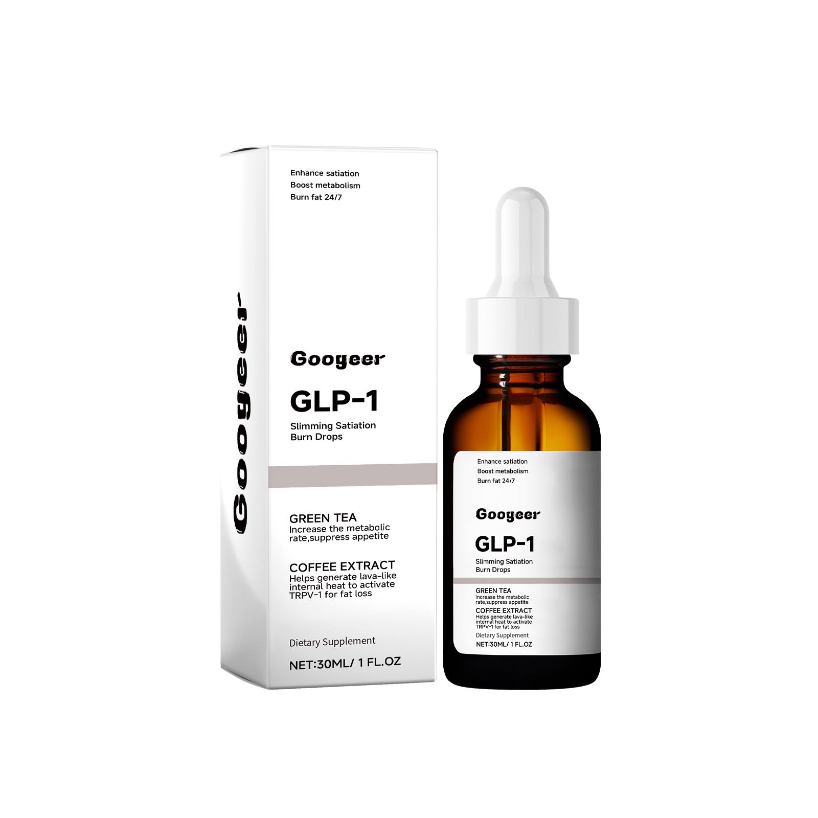 Herbal Body Shaping Drops Green Tea Green Coffee Extract Daily Wellness Supplement 30ml