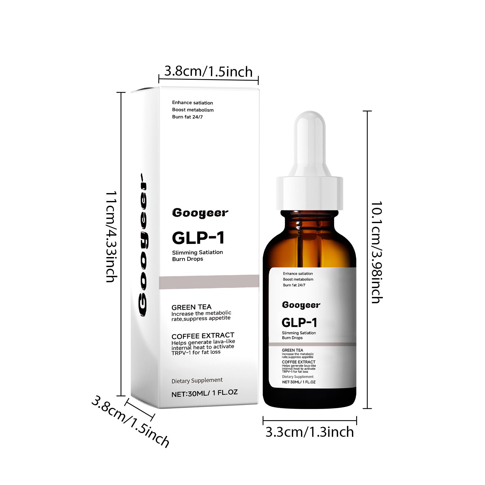 Herbal Body Shaping Drops Green Tea Green Coffee Extract Daily Wellness Supplement 30ml