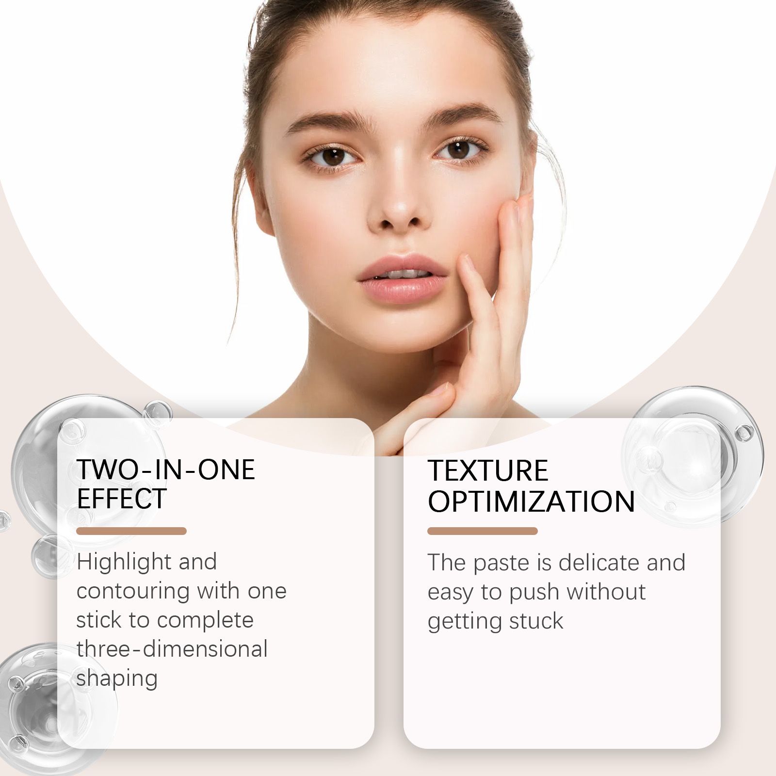 2 In 1 Cream Highlight And Contour Stick Dual Ended Portable For Daily Makeup