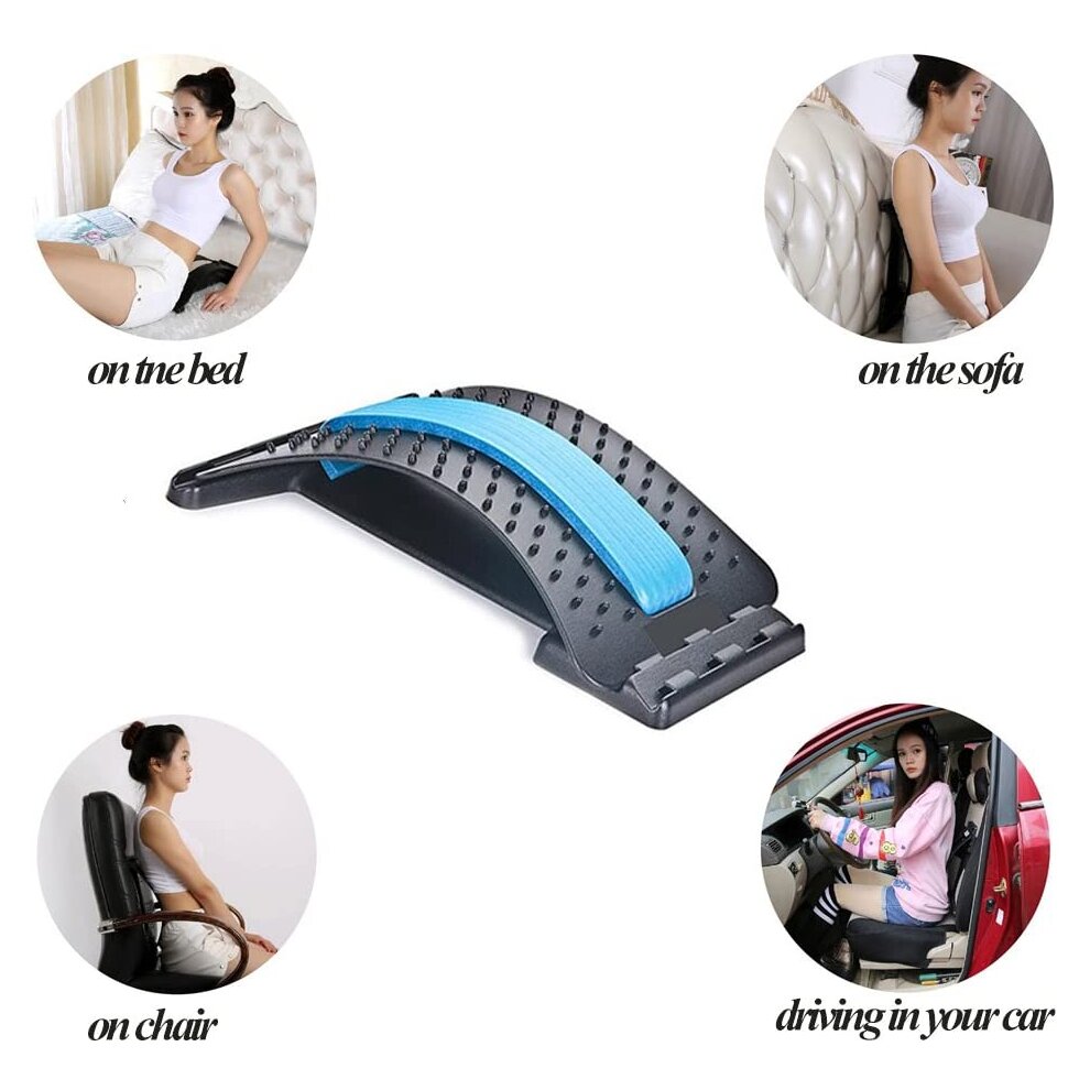 Back Stretcher Posture Massager for Back Relaxation Pain Relief, Back Massager Magic Stretcher Fitness Stretch Equipment Lumbar Support Relaxation 3 Levels Adjustable Back Stretching Spine Deck Posture Massager