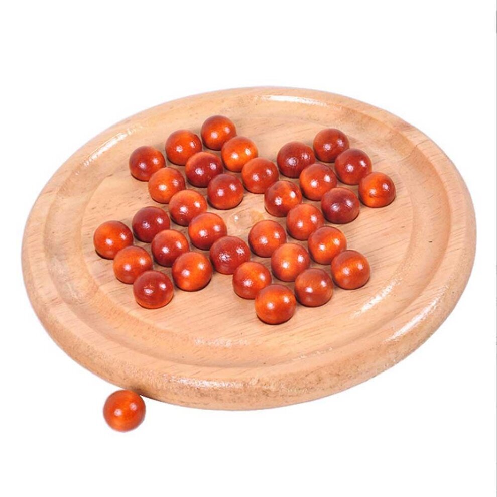 Wooden Solitaire Board Game Marble Child Educational Classic Fun Toy