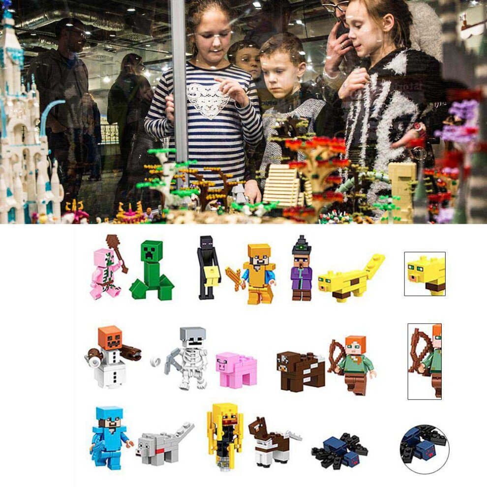 Minecraft Figures 29Pcs My World Series Minifigures Blocks Set Compatible Lego Collection Birthday Cake Decoration Children Interaction Game Accessory Christmas Birthday Gift for Boys Girls