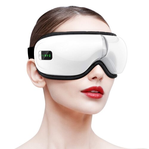 Eye Massager with Heat Vibration Rechargeable Foldable Air Compression Wireless Bluetooth Music for Relax and Reduce Eye Strain Dark Circles Eye Bags Dry Eye Improve Sleep Travel Office Home Car Use