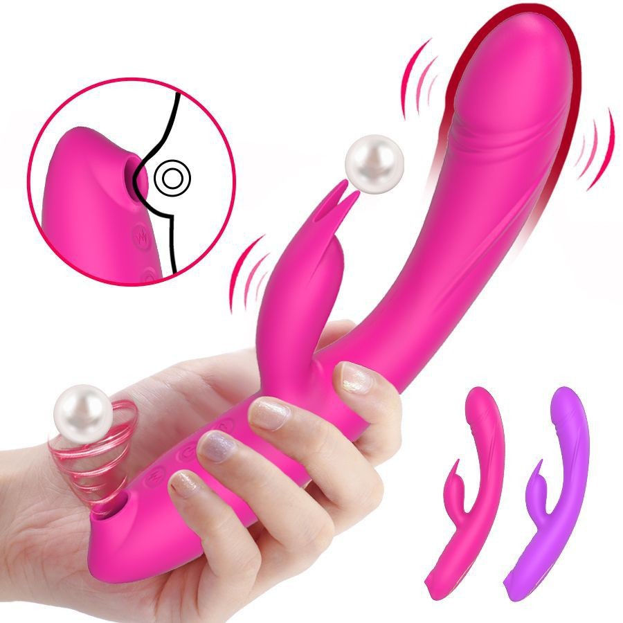 3 in 1 Rabbit Vibrators Sex Toys G Spot Dildo Clitoralal Anal Sex Toy Sucking Stimulator Adult Toys Vibrating Bullet Vaginal Massager 10 Vibrations and 5 Sucktion Modes