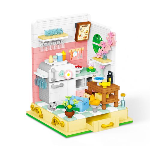 kitchen City Street View Building Blocks Model Building For Childrens Toys