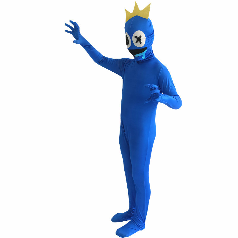 (110cm) Rainbow Friends Costume Blue Monster Outfit Roblox Jumpsuit Dress up for Kids