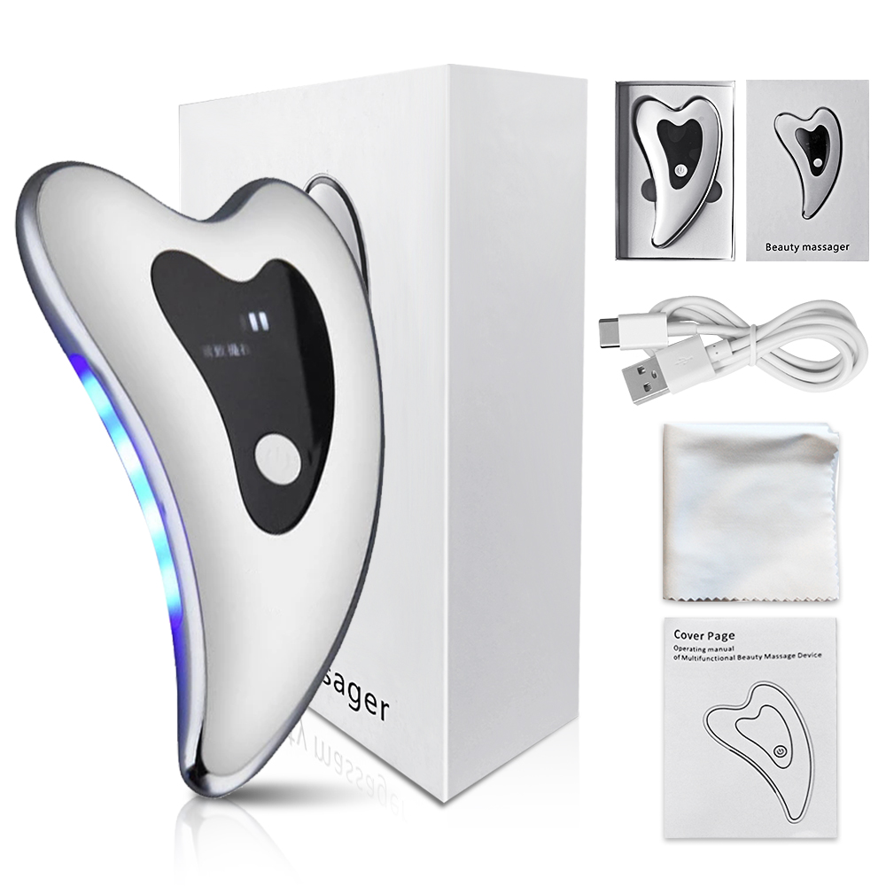 Facial Massager Skincare Tools Electric Gua Sha Plate Tools Face Scraping Massager Facial Plate Lifting Device Board Anti Aging Wrinkles Lifting Face Skin