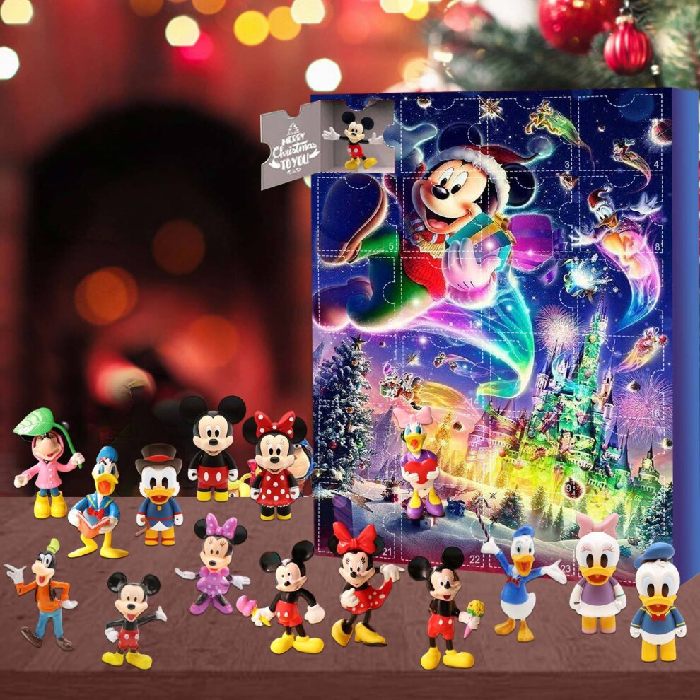 Christmas Advent Calendar 24 Days Christmas Countdown Advent Calendars Disney Characters Mickey Figure Christmas Gift for Kids and Adults