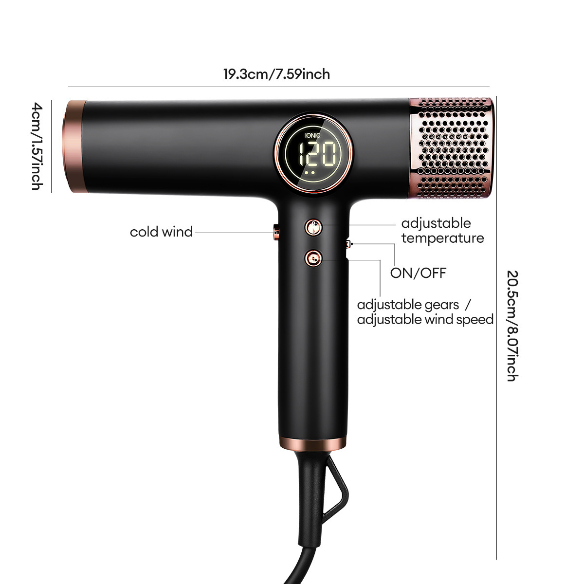 Hair Dryer Lightweight Hairdryer with 110000 RPM High Speed Motor for Fast Drying 200 Million Ionic Hairdryers for Women and Men Low Noise 3pcs Nozzle