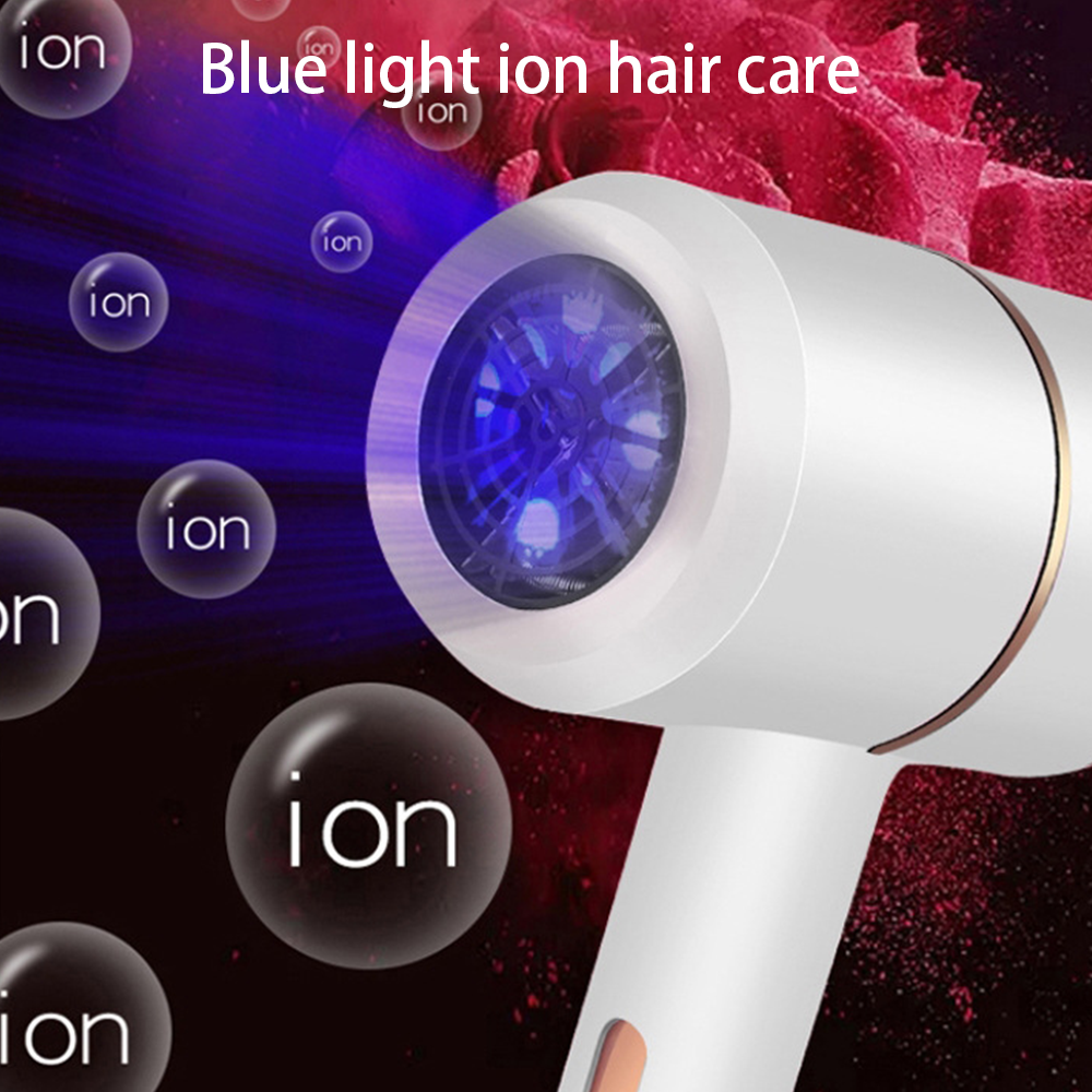 (White) Hair Dryer Professional Household Electric Negative Ionic Blower 7000 rpm Foldable UK