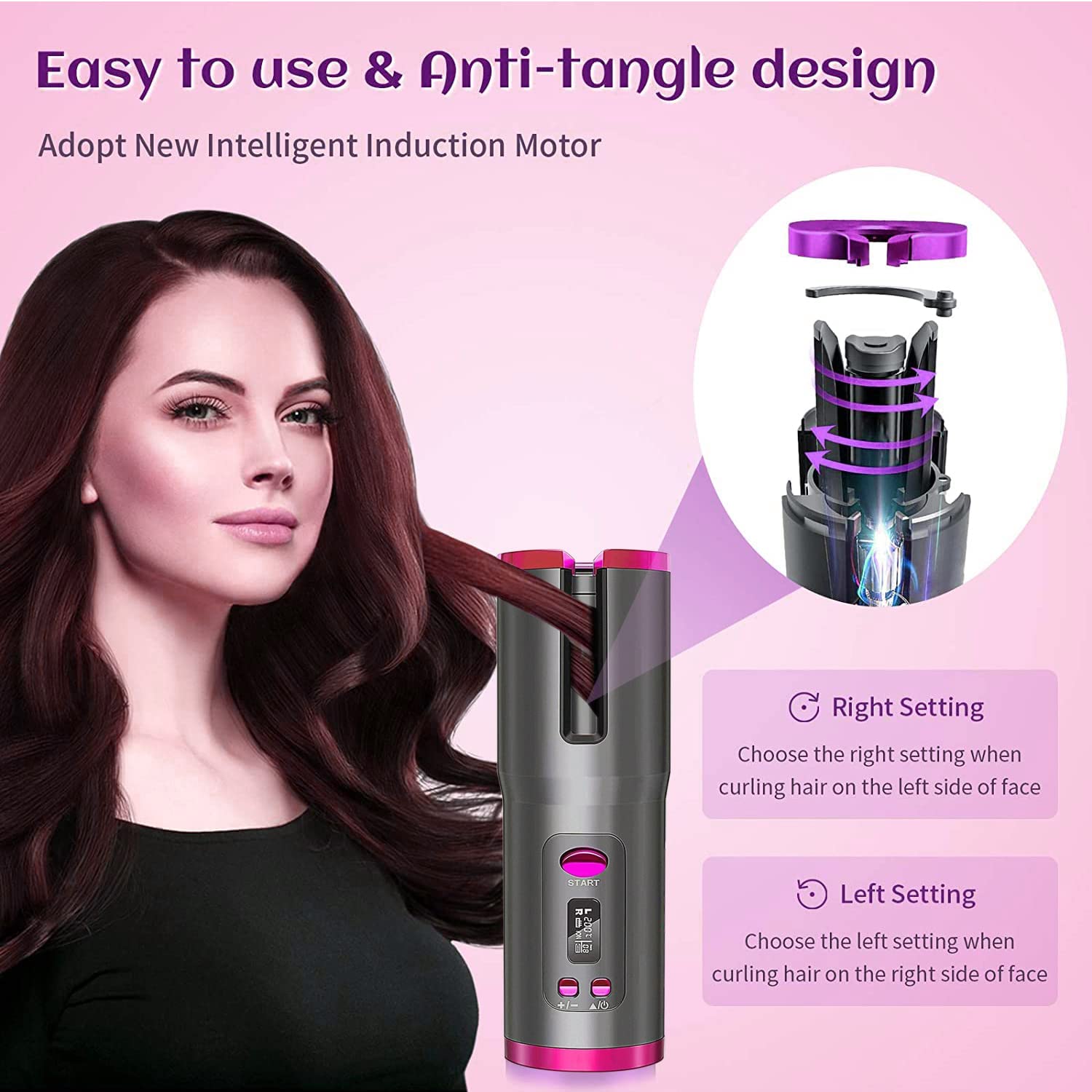 Professional Electric Hair Curler Wireless Automatic Curling Iron Portable for Home Travel