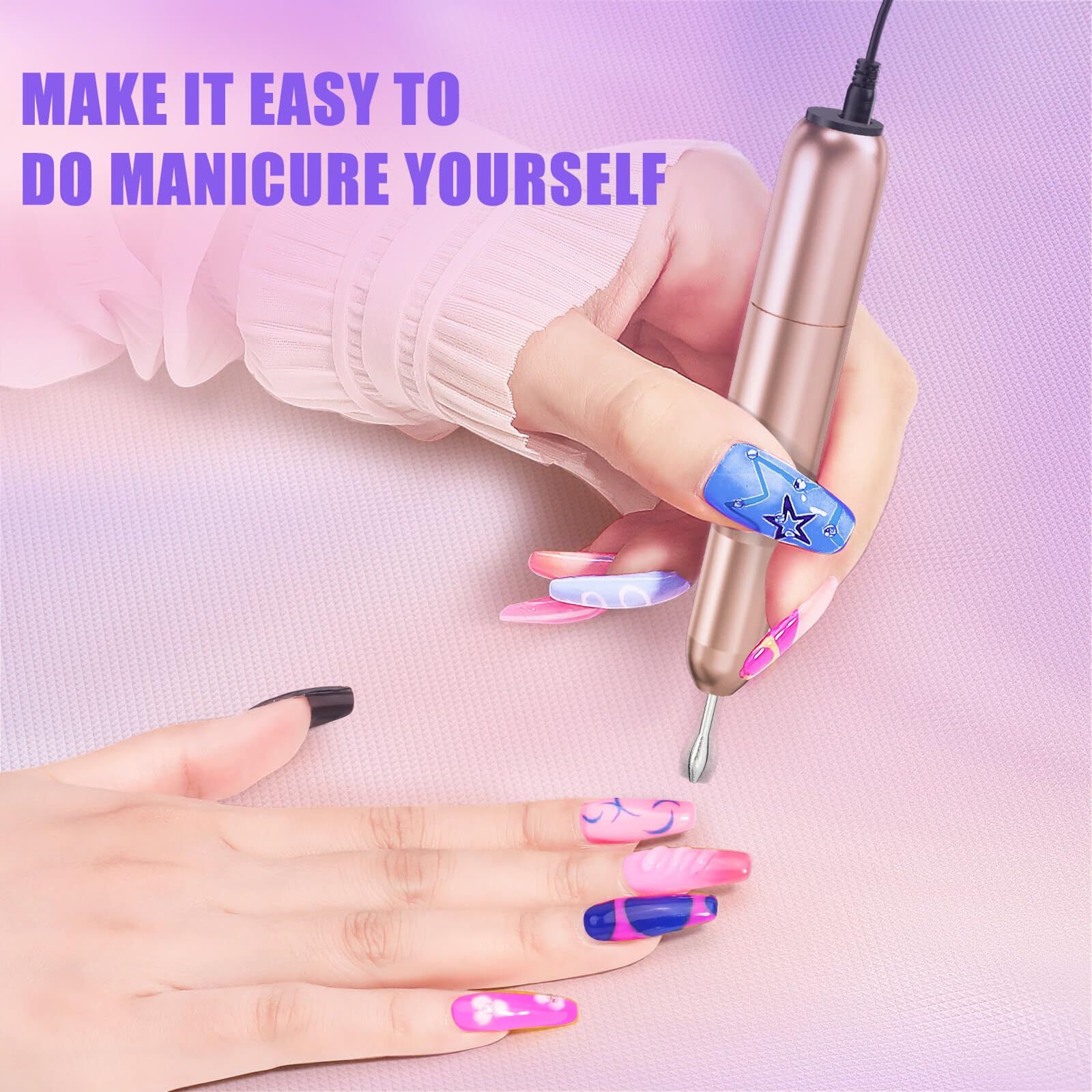 Electric Nail Files Adjustable Speed Portable Electric Nail Drill Machine
