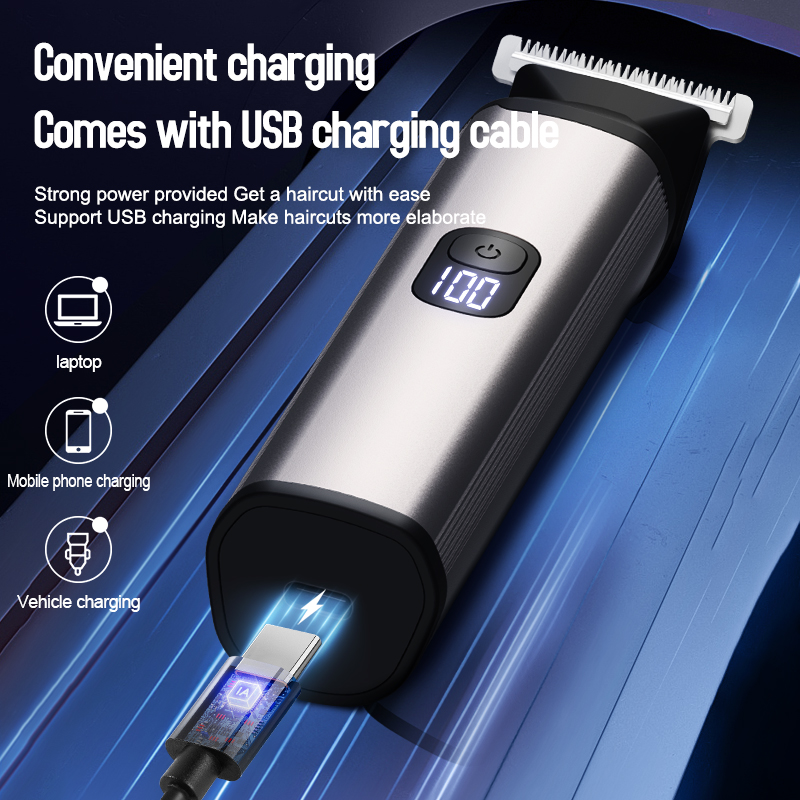 (Silver) Beard Trimmer for Men Professional Hair Clipper Electric Razor Shaving for Mustache Body Nose Ear Hair Trimmer 6 in 1 Waterproof Cordless Grooming Kit