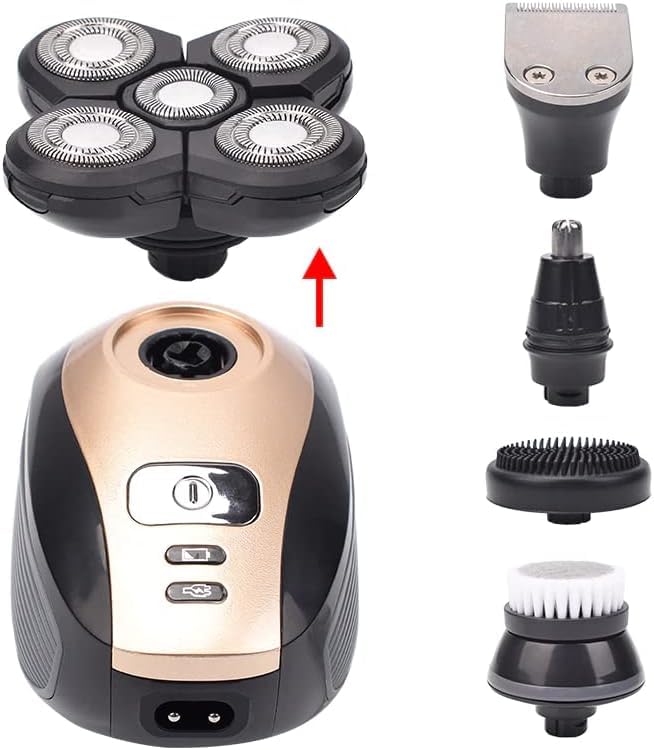 Head Shavers for Bald Men 5 in 1 Electric Shavers for Bald Men Waterproof Cordless Shaver Wet and Dry Shaving Rechargeable and Cordless Beard Trimmer