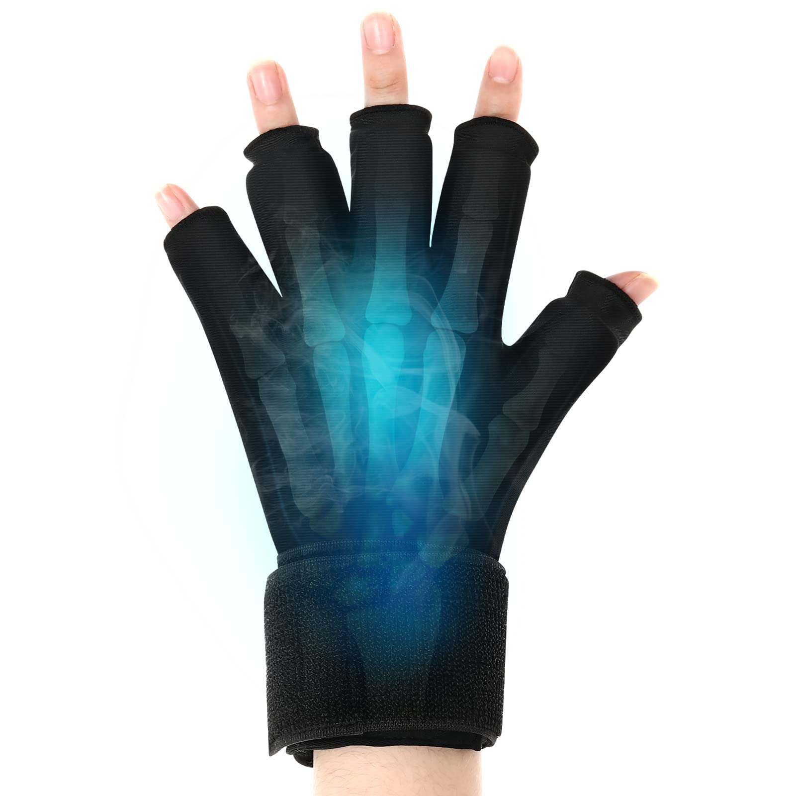 Finger Ice Glove Arthritis Pain Relief Adjustable Wrist Strap Hand Compression Ice Pack Hot Cold Therapy Reusable Gel Cold Pack Tendinitis Carpal Tunne